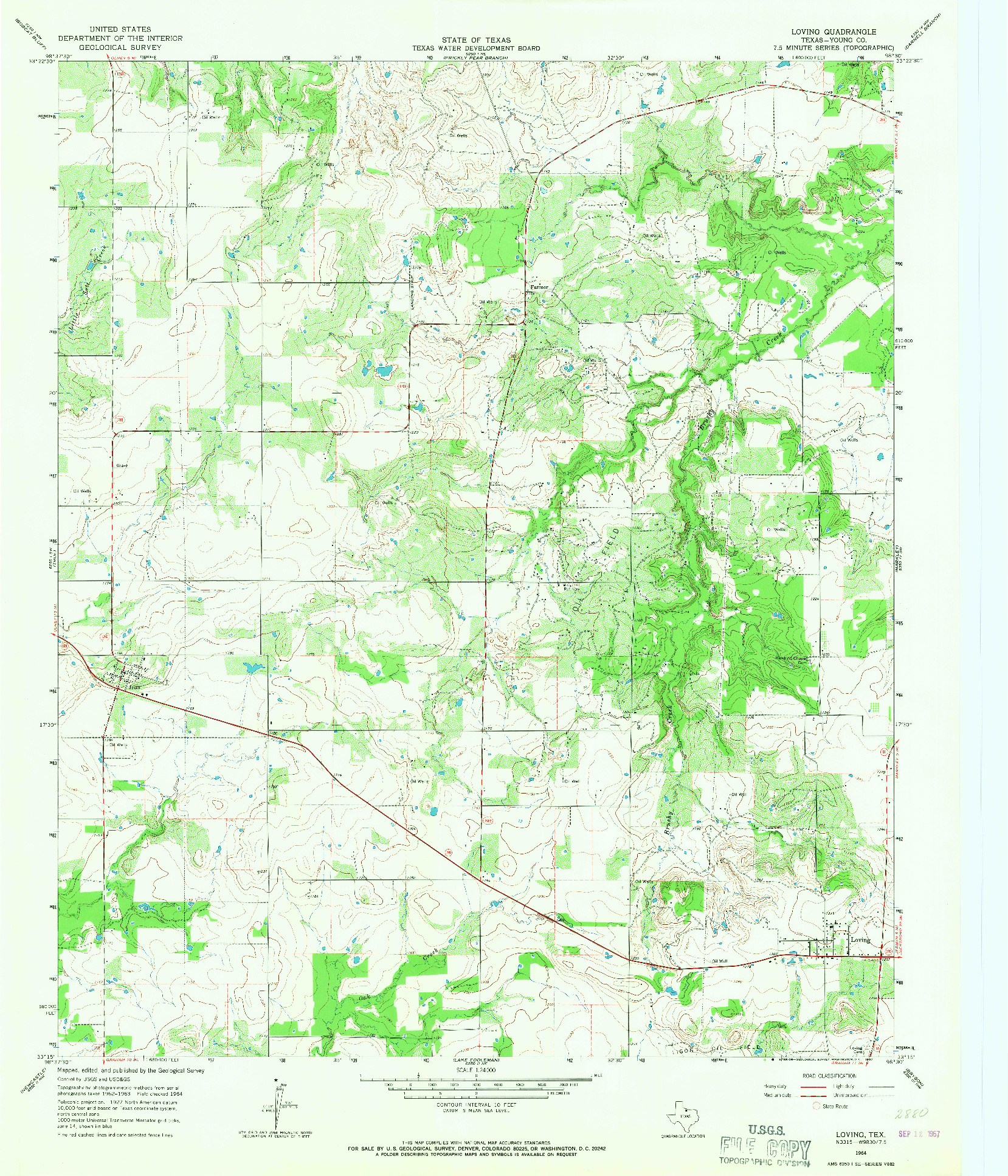 USGS 1:24000-SCALE QUADRANGLE FOR LOVING, TX 1964