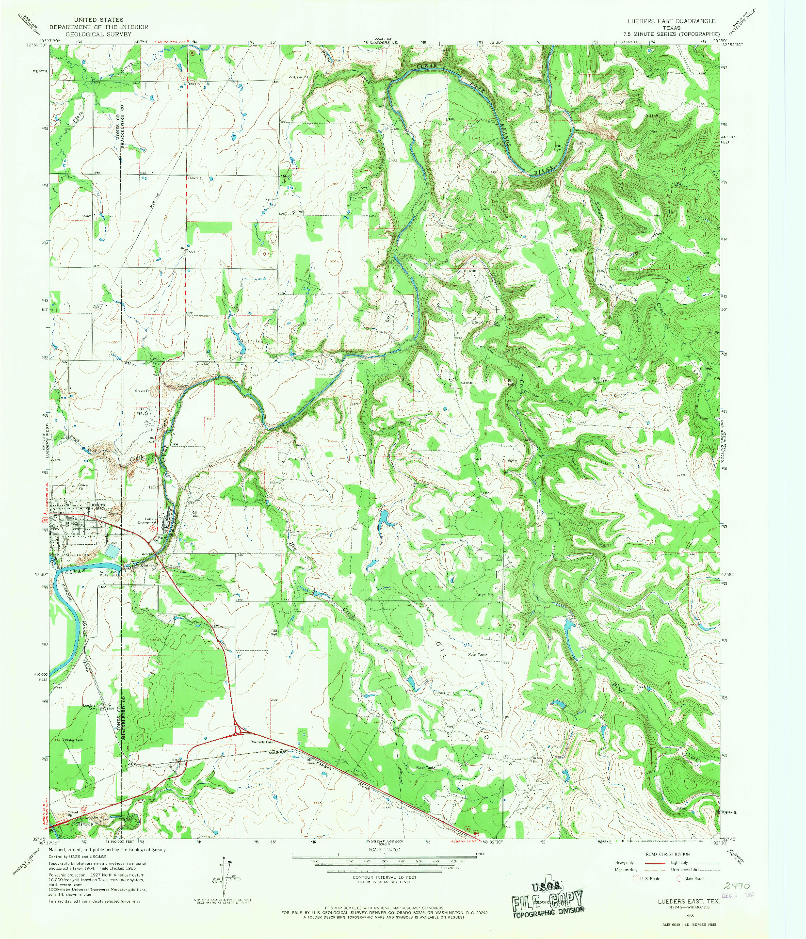 USGS 1:24000-SCALE QUADRANGLE FOR LUEDERS EAST, TX 1965