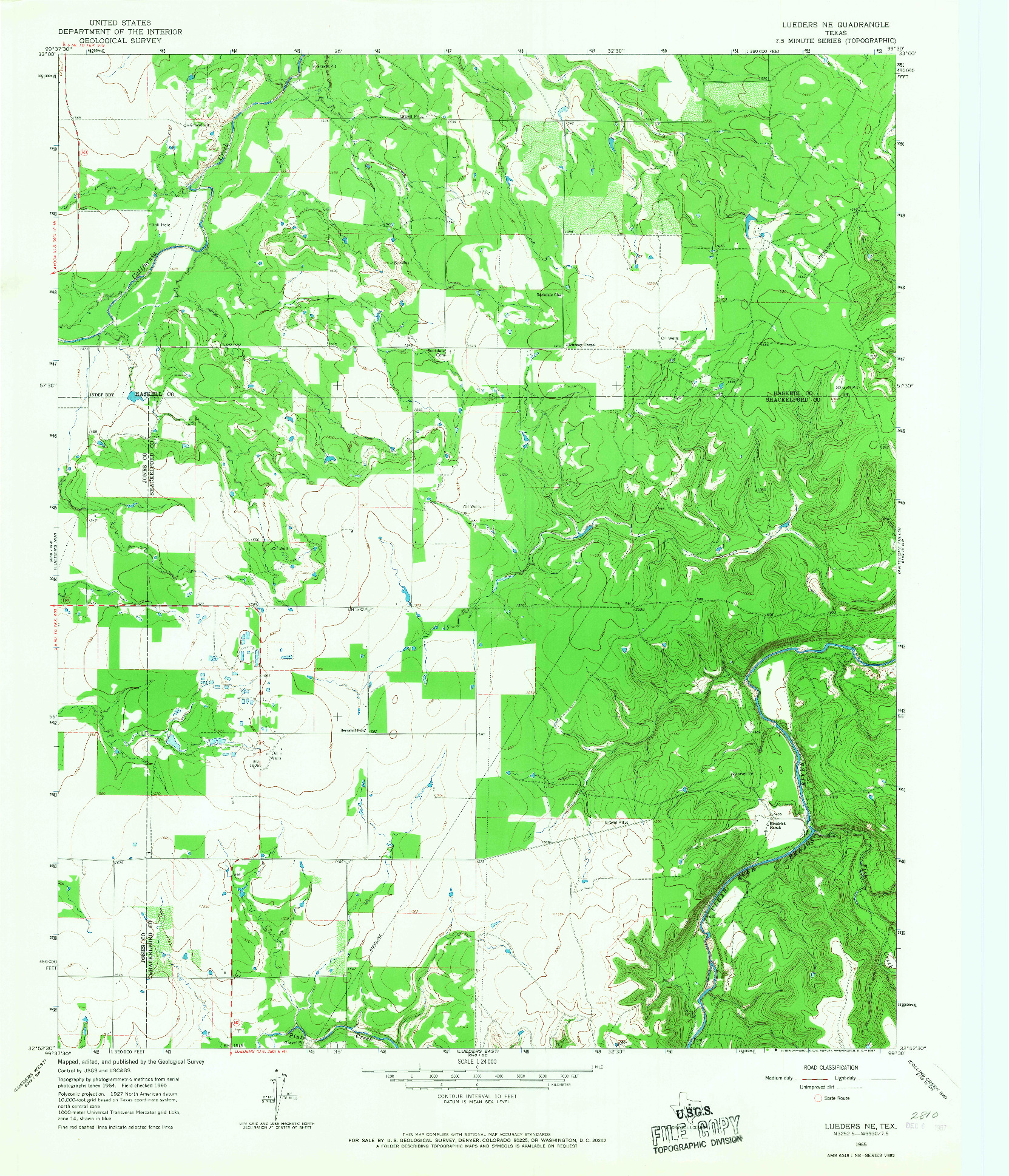 USGS 1:24000-SCALE QUADRANGLE FOR LUEDERS NE, TX 1965