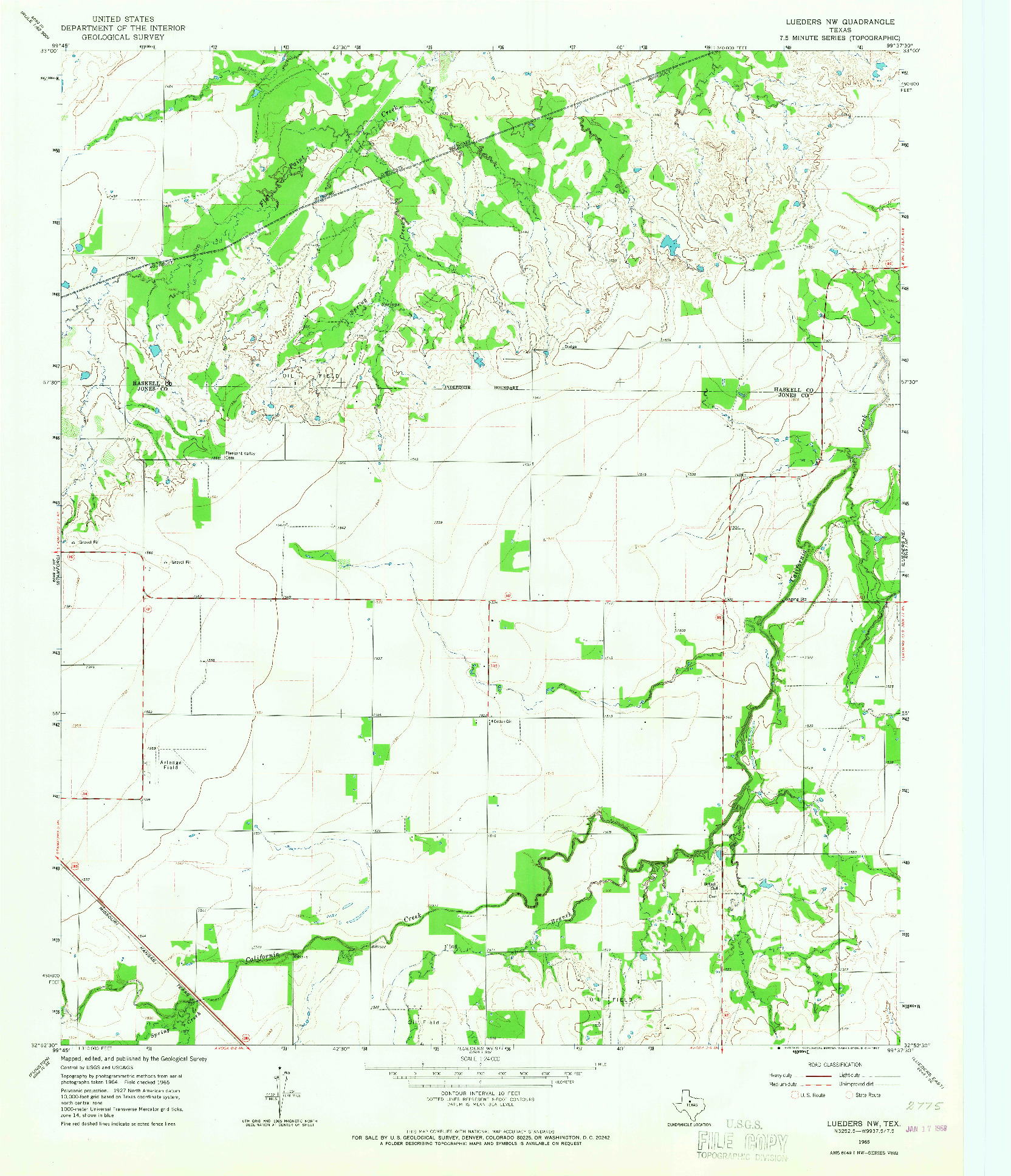 USGS 1:24000-SCALE QUADRANGLE FOR LUEDERS NW, TX 1965