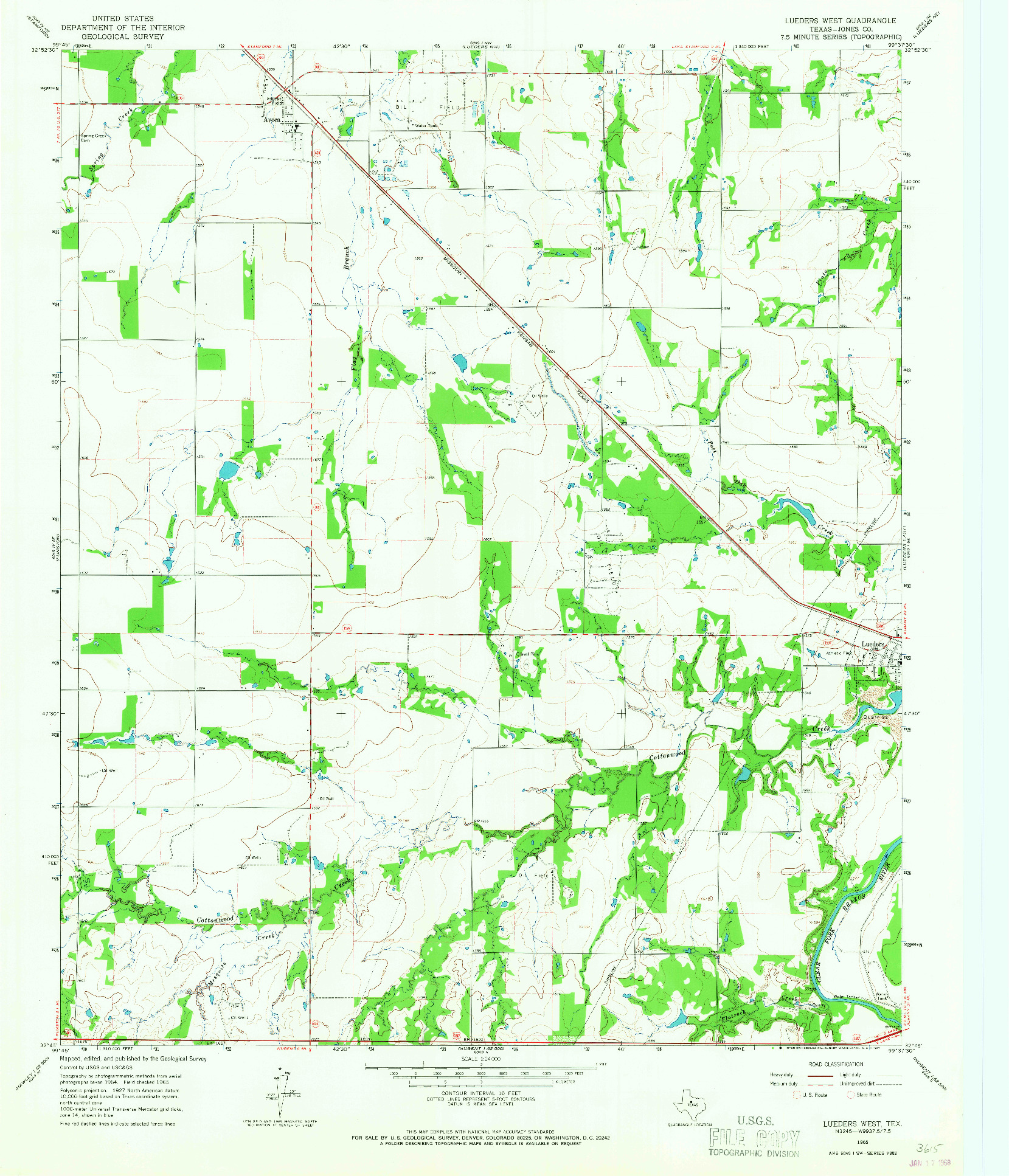 USGS 1:24000-SCALE QUADRANGLE FOR LUEDERS WEST, TX 1965