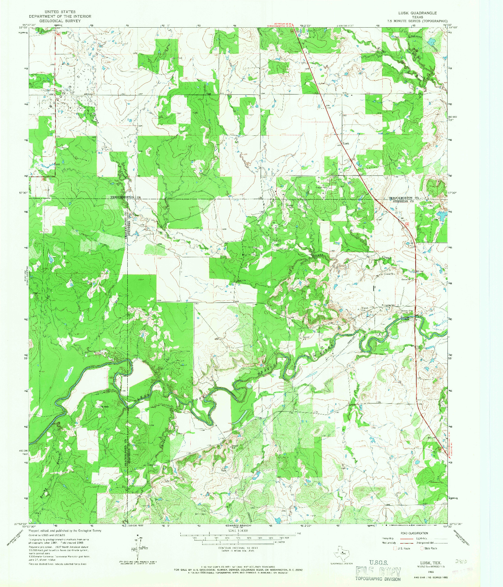 USGS 1:24000-SCALE QUADRANGLE FOR LUSK, TX 1965