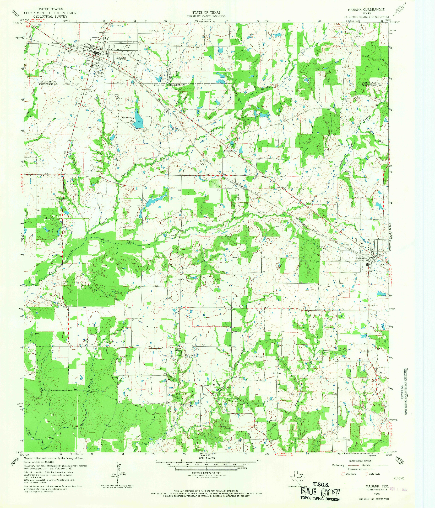 USGS 1:24000-SCALE QUADRANGLE FOR MABANK, TX 1960