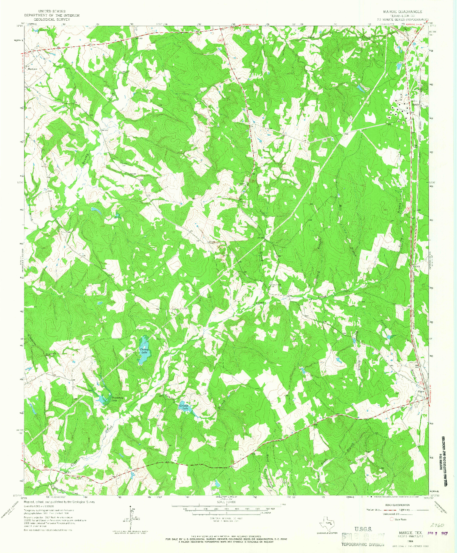 USGS 1:24000-SCALE QUADRANGLE FOR MARGIE, TX 1964