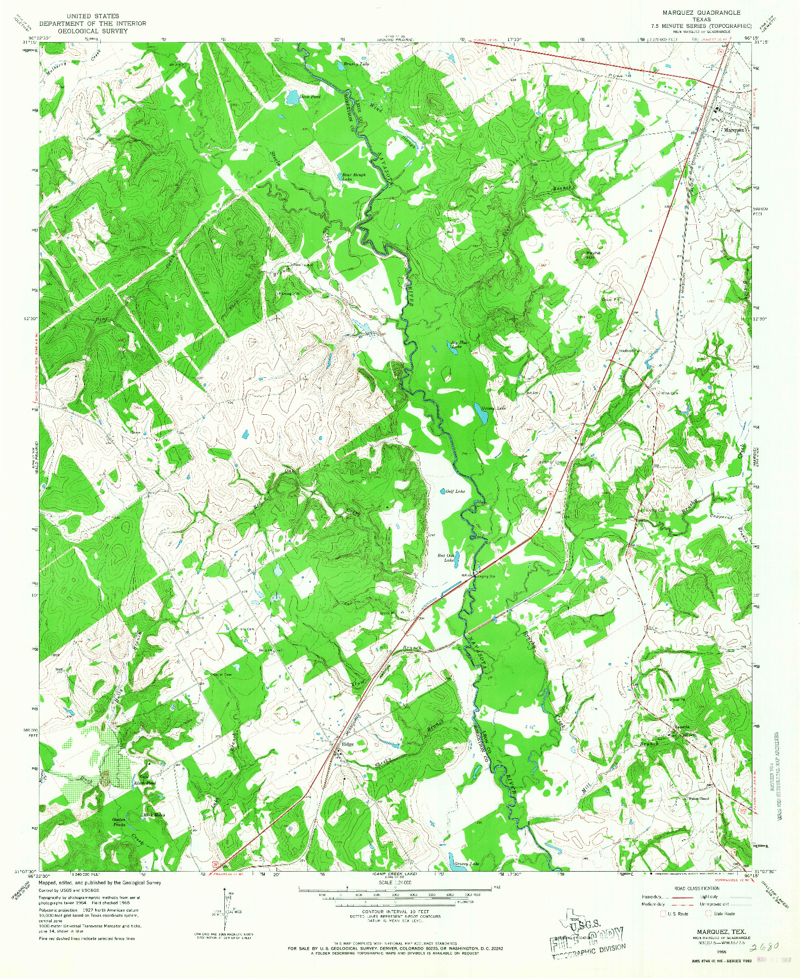 USGS 1:24000-SCALE QUADRANGLE FOR MARQUEZ, TX 1965