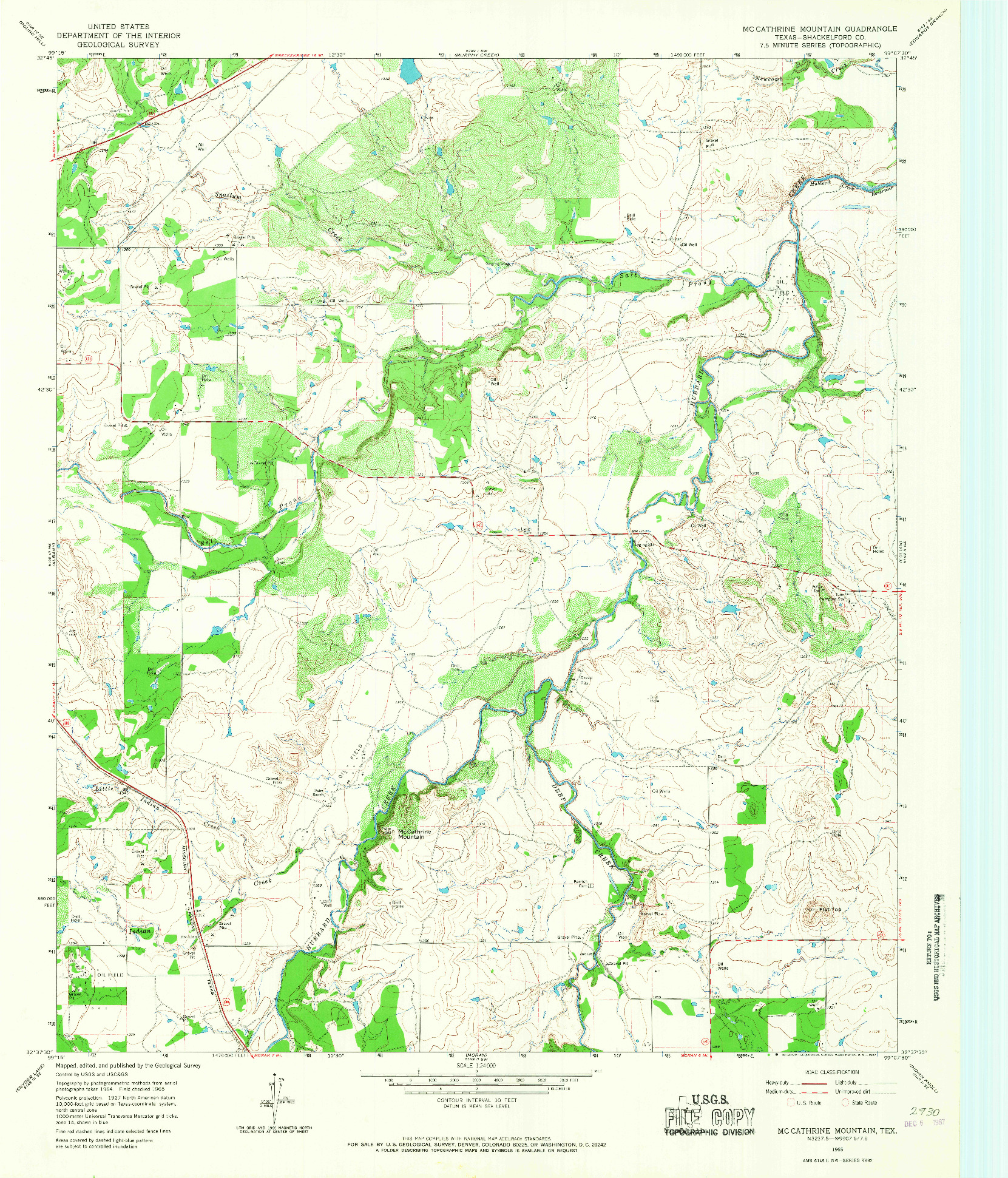 USGS 1:24000-SCALE QUADRANGLE FOR MCCATHERINE MOUNTAIN, TX 1965