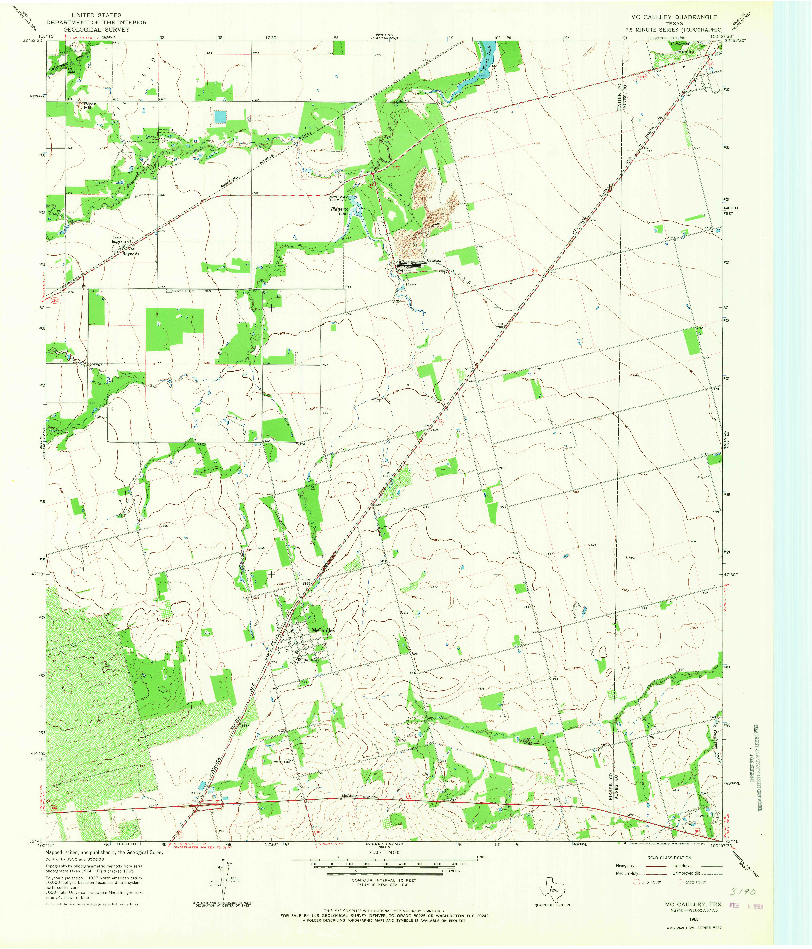 USGS 1:24000-SCALE QUADRANGLE FOR MCCAULLEY, TX 1965