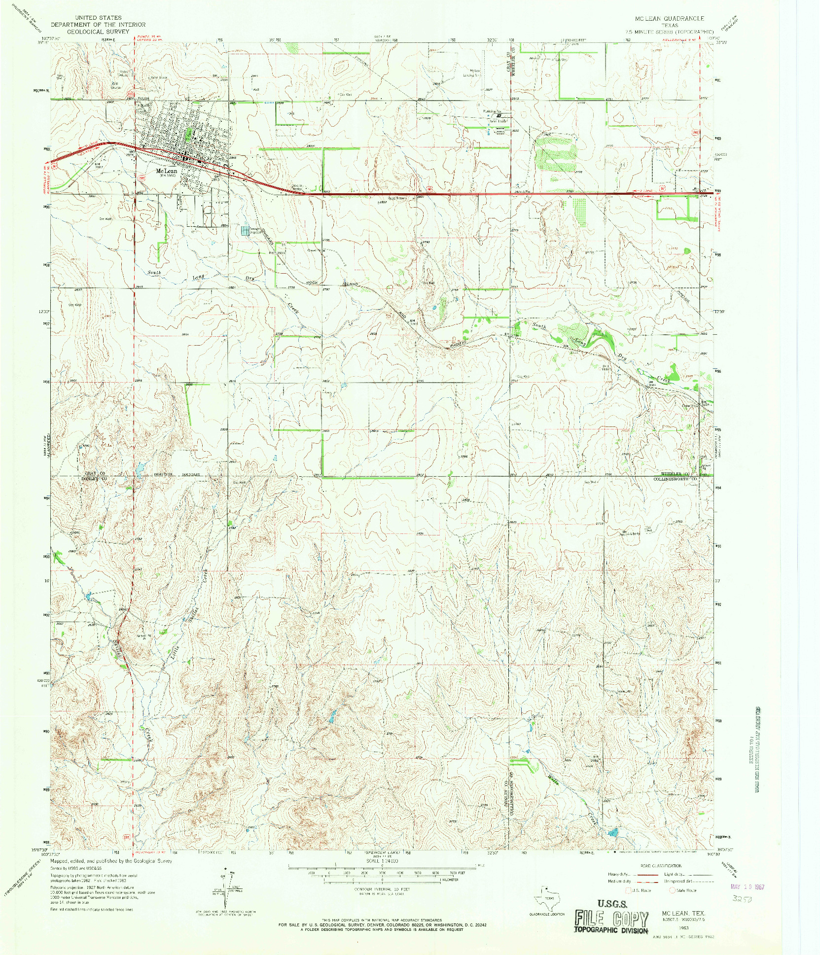 USGS 1:24000-SCALE QUADRANGLE FOR MCLEAN, TX 1963