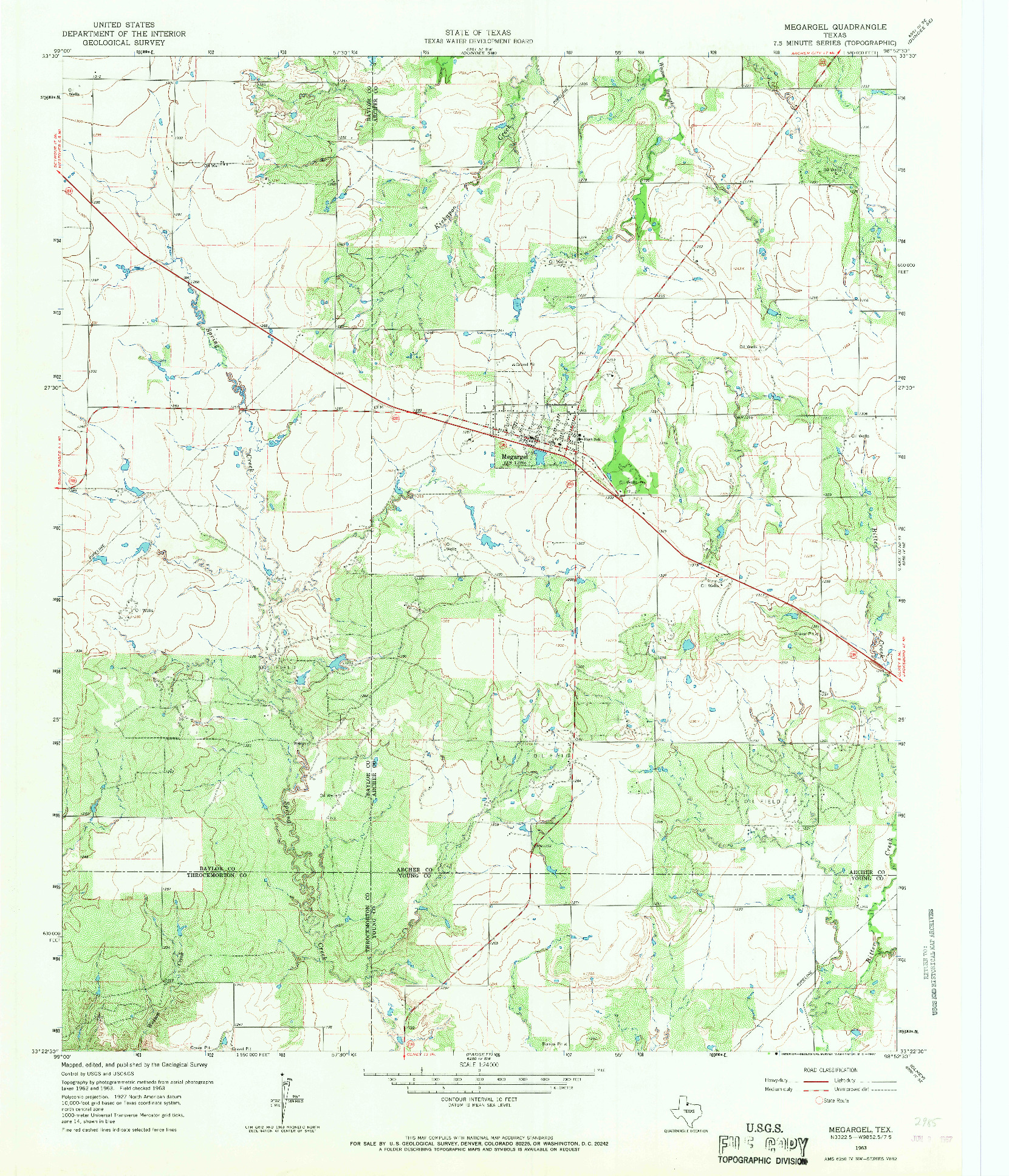 USGS 1:24000-SCALE QUADRANGLE FOR MEGARGEL, TX 1963