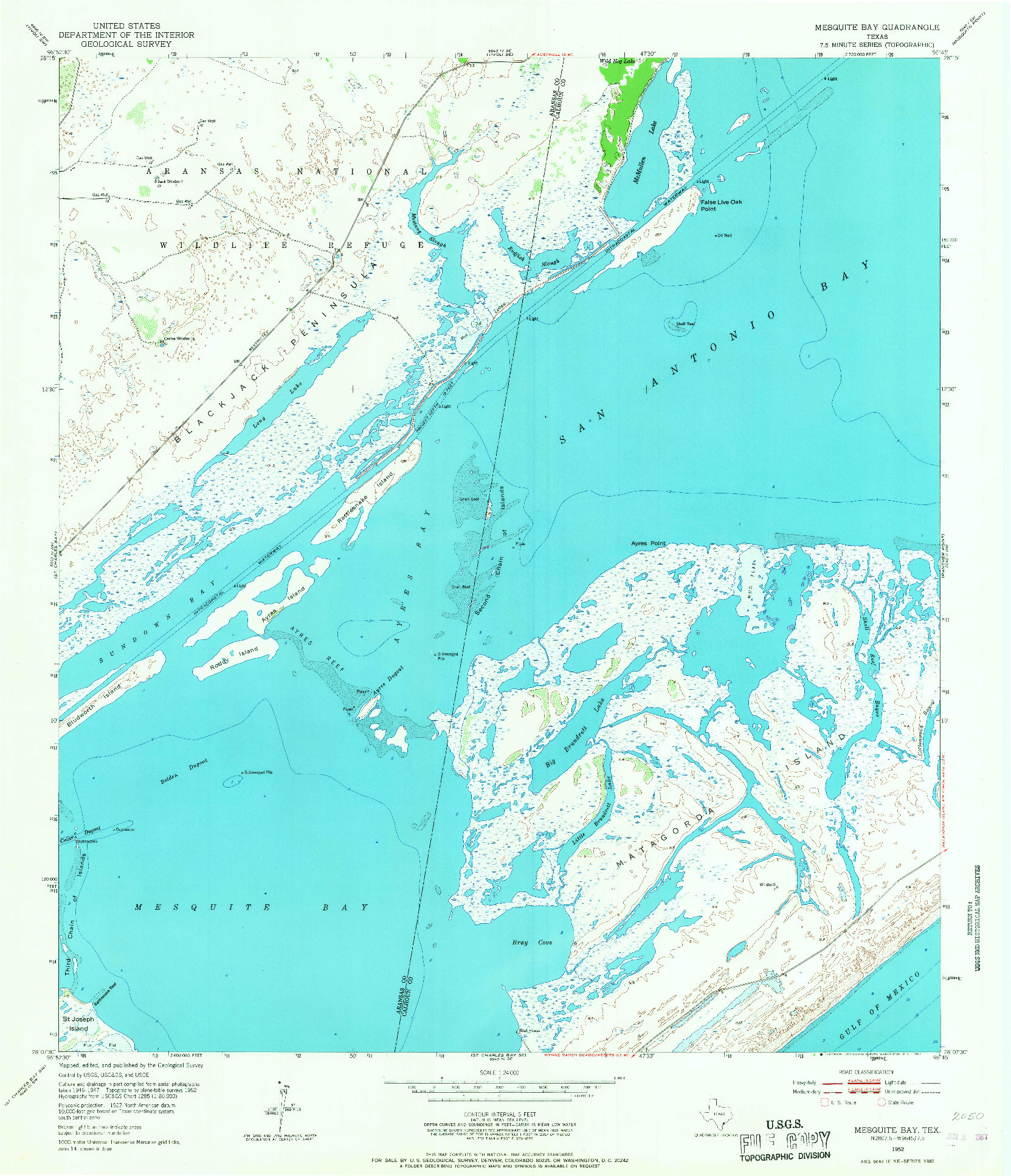 USGS 1:24000-SCALE QUADRANGLE FOR MESQUITE BAY, TX 1952