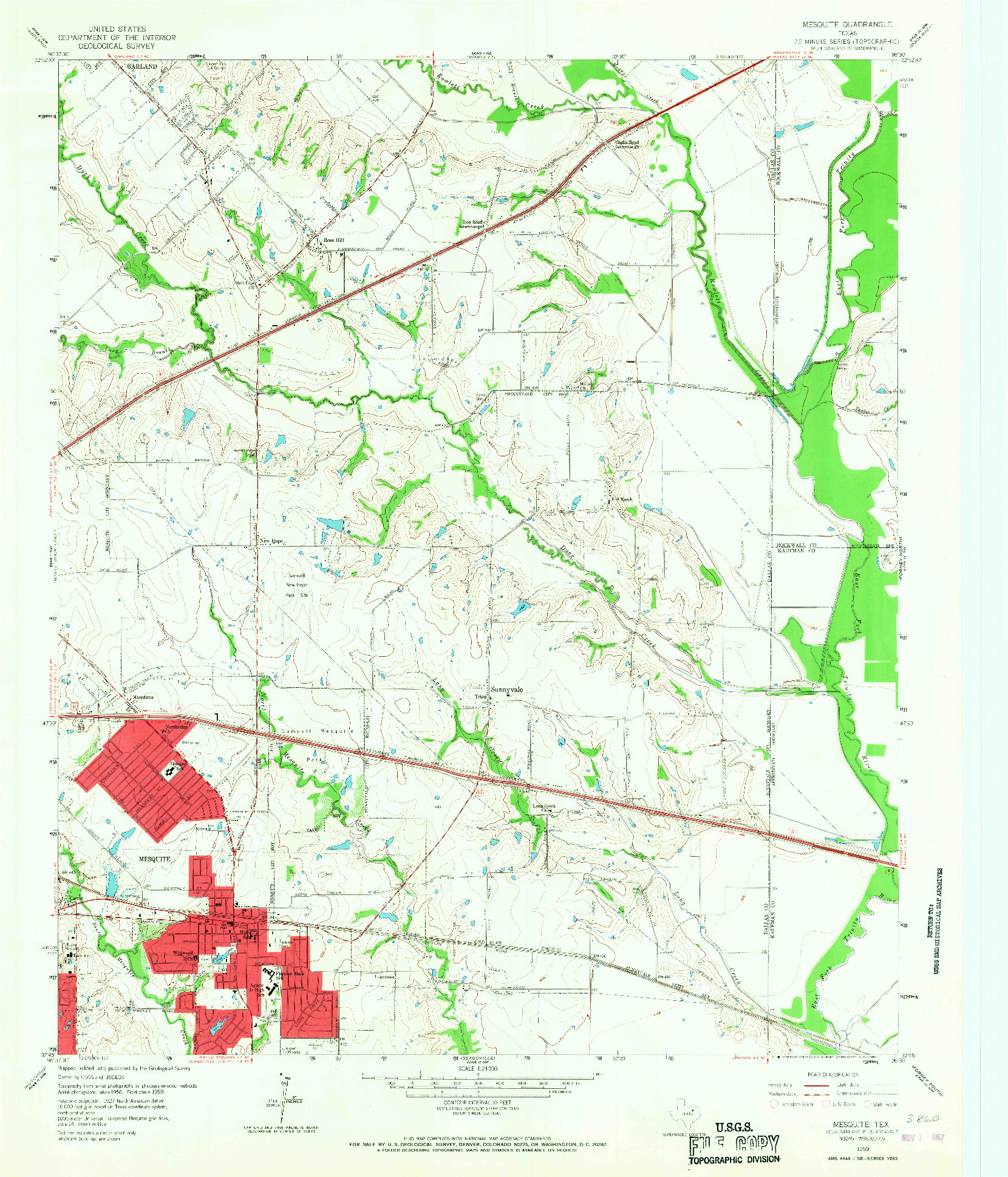 USGS 1:24000-SCALE QUADRANGLE FOR MESQUITE, TX 1959