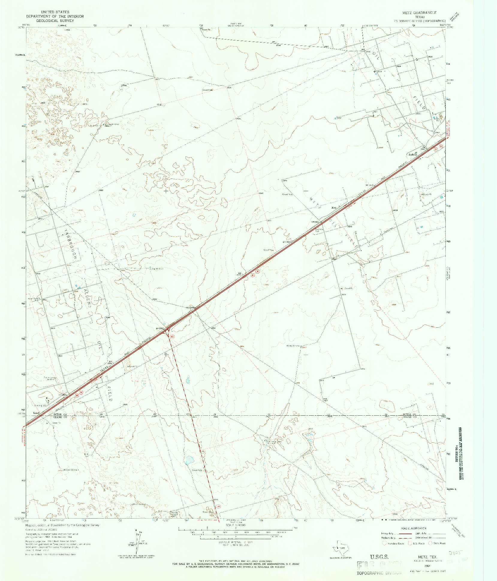 USGS 1:24000-SCALE QUADRANGLE FOR METZ, TX 1964