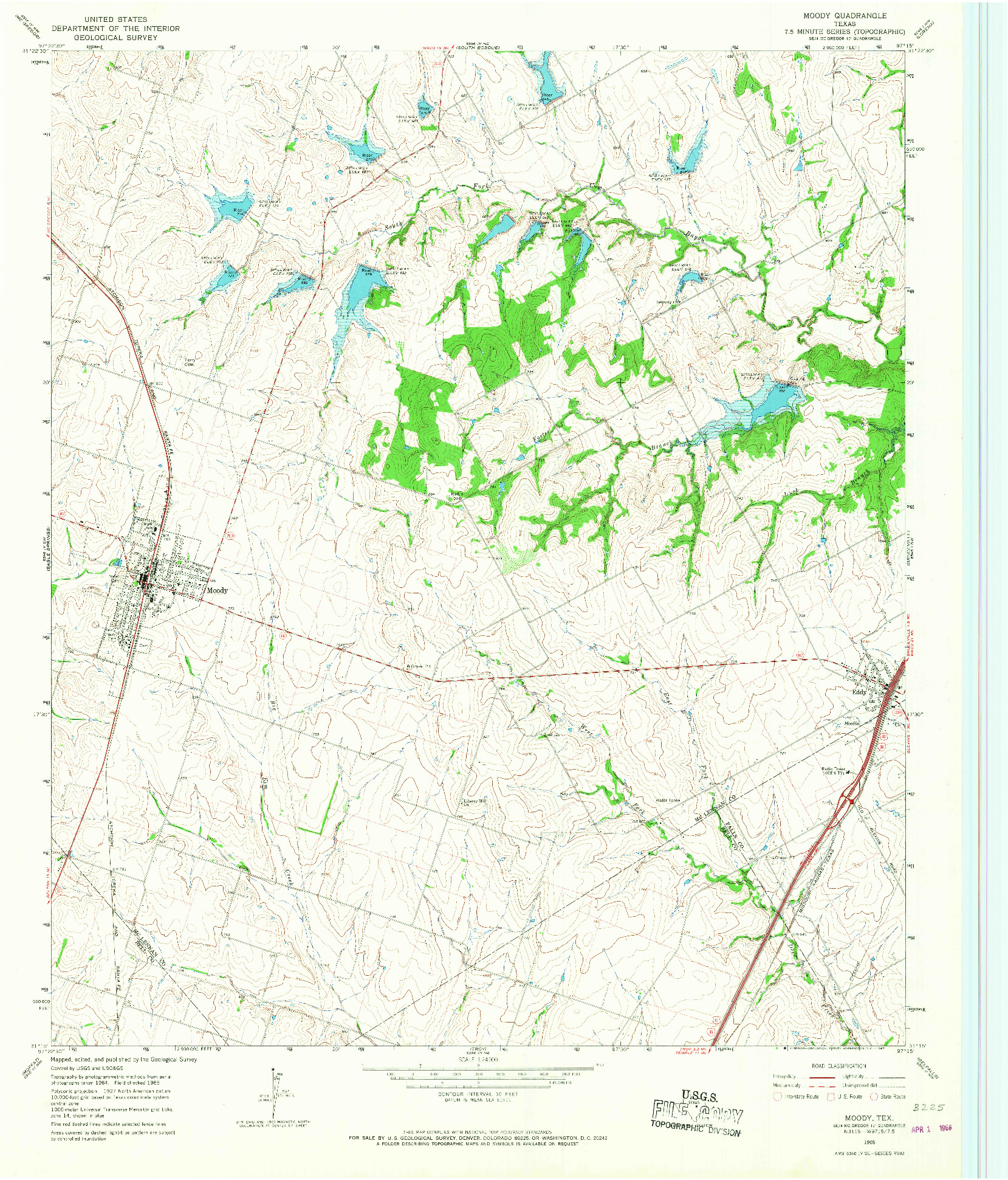 USGS 1:24000-SCALE QUADRANGLE FOR MOODY, TX 1965