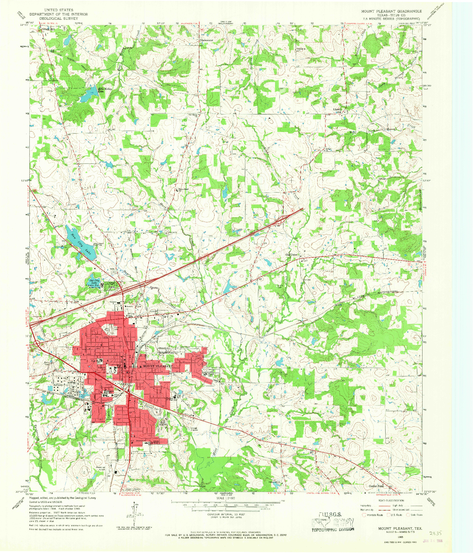 USGS 1:24000-SCALE QUADRANGLE FOR MOUNT PLEASANT, TX 1965