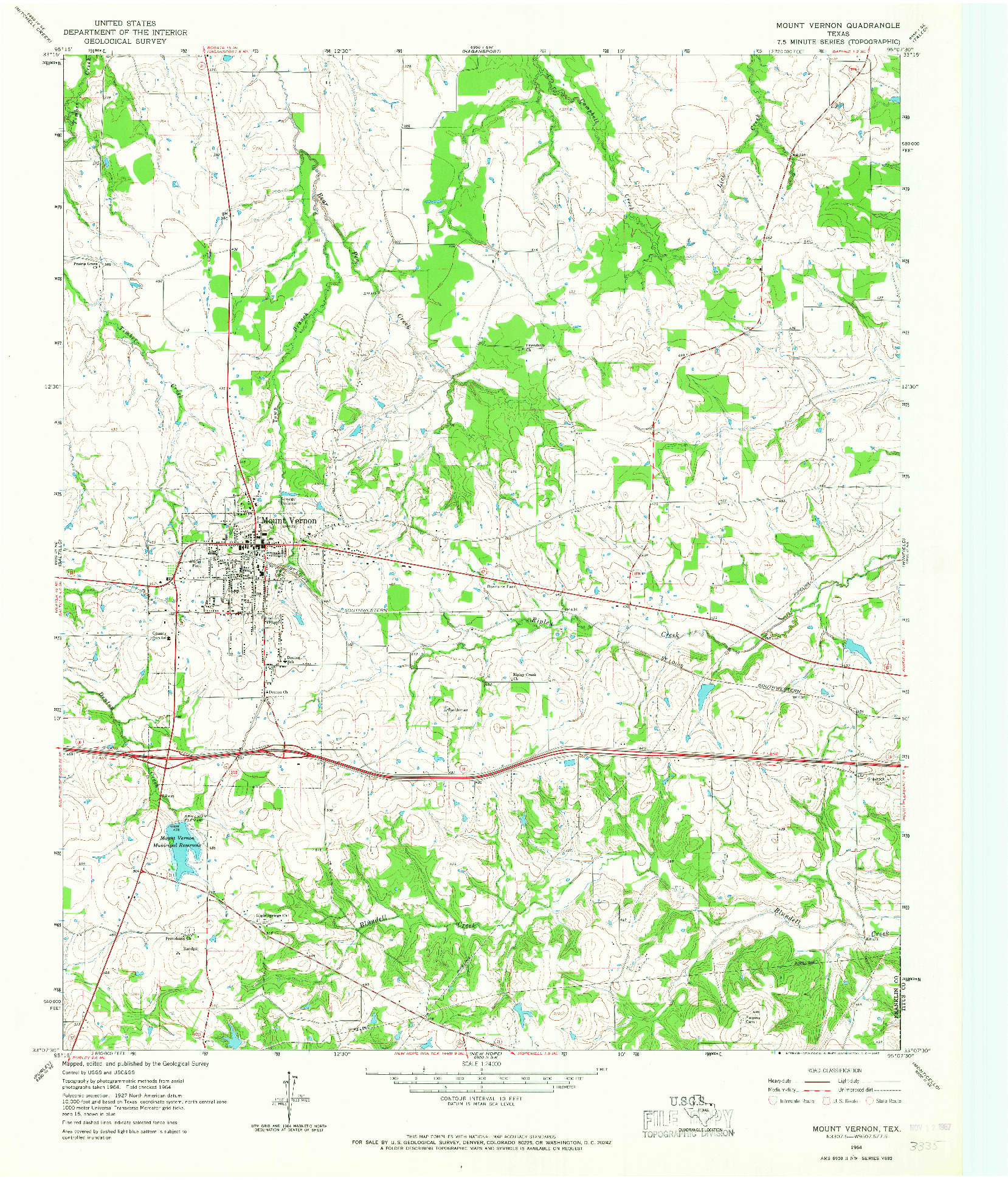 USGS 1:24000-SCALE QUADRANGLE FOR MOUNT VERNON, TX 1964