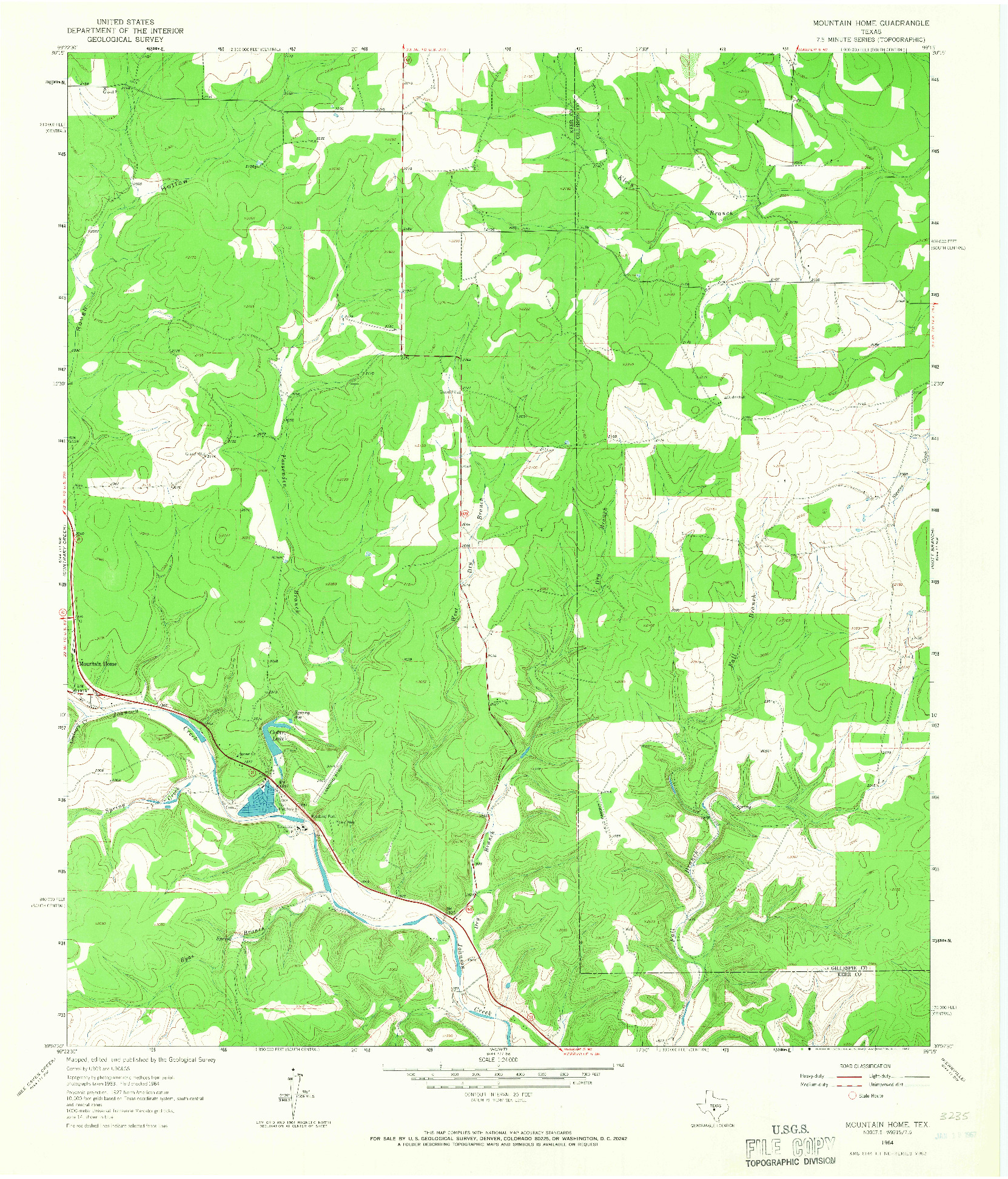 USGS 1:24000-SCALE QUADRANGLE FOR MOUNTAIN HOME, TX 1964