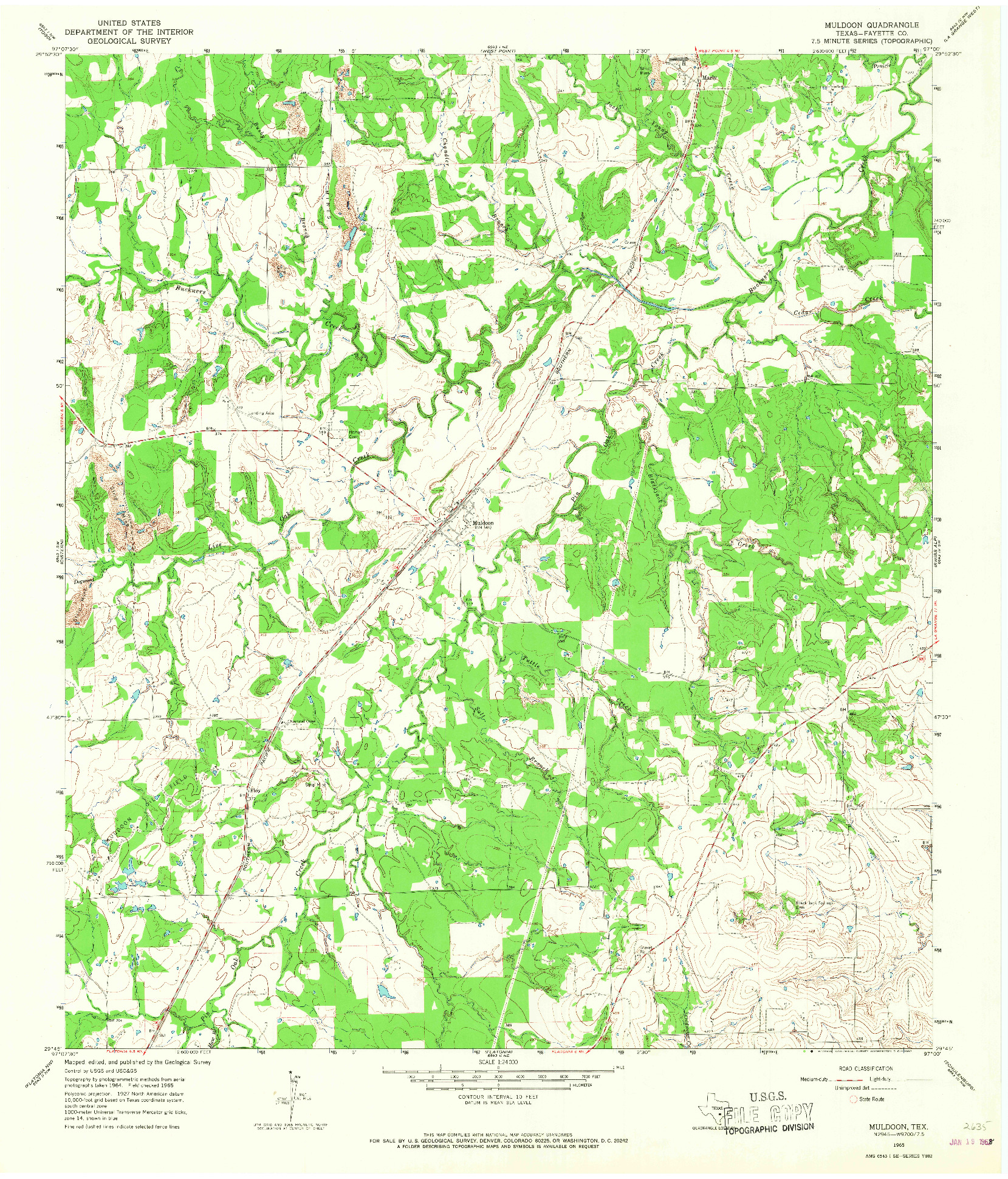 USGS 1:24000-SCALE QUADRANGLE FOR MULDOON, TX 1965