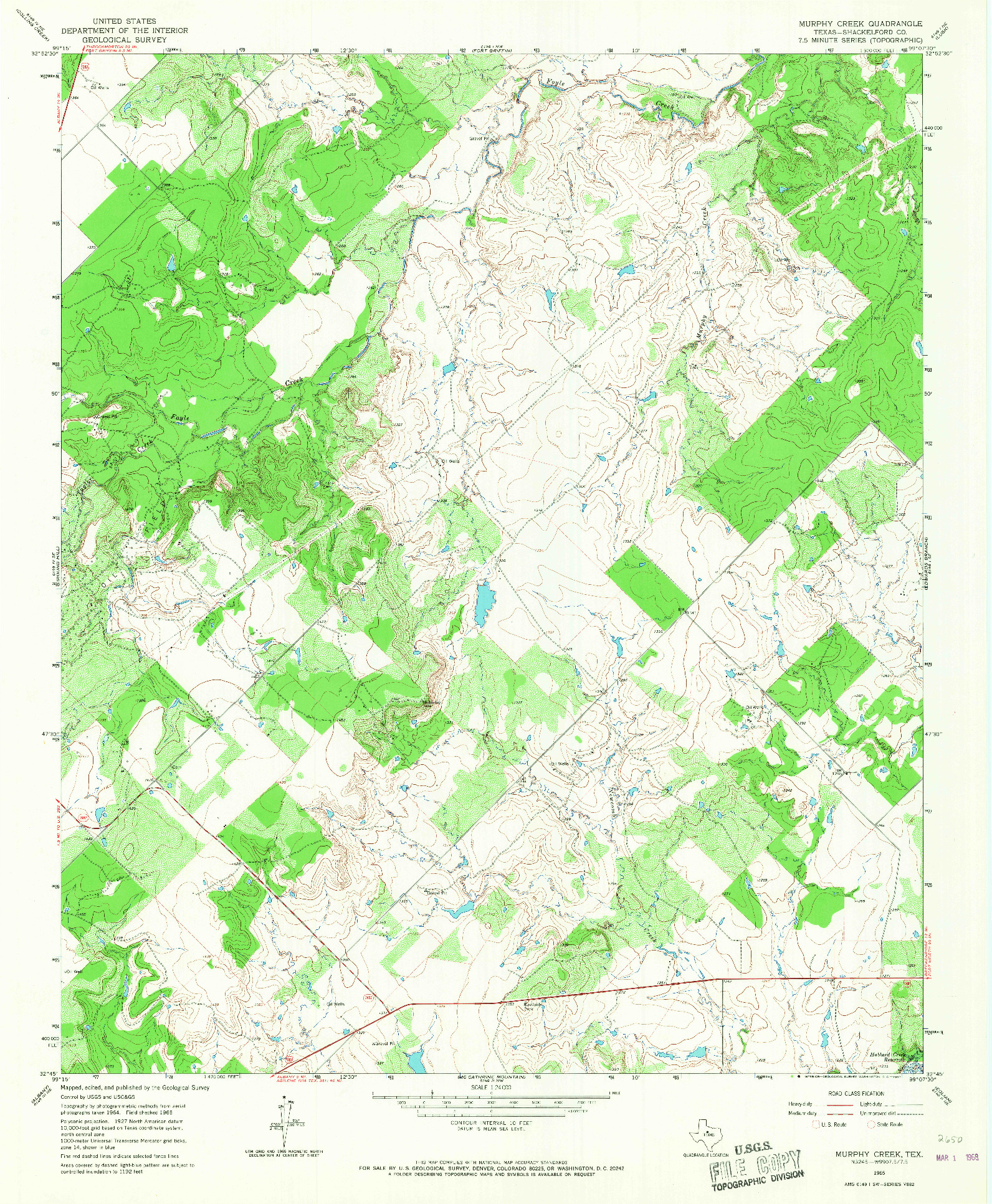 USGS 1:24000-SCALE QUADRANGLE FOR MURPHY CREEK, TX 1965