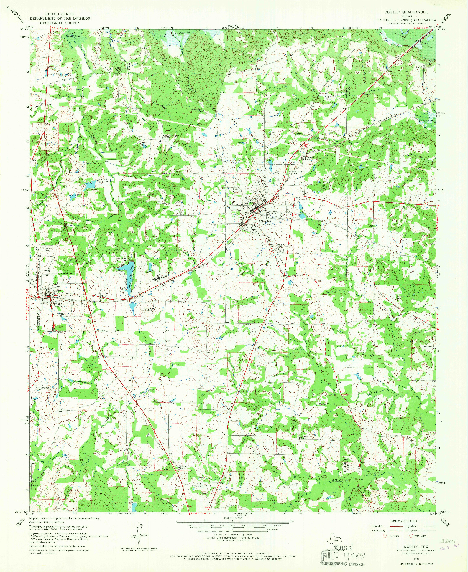 USGS 1:24000-SCALE QUADRANGLE FOR NAPLES, TX 1965