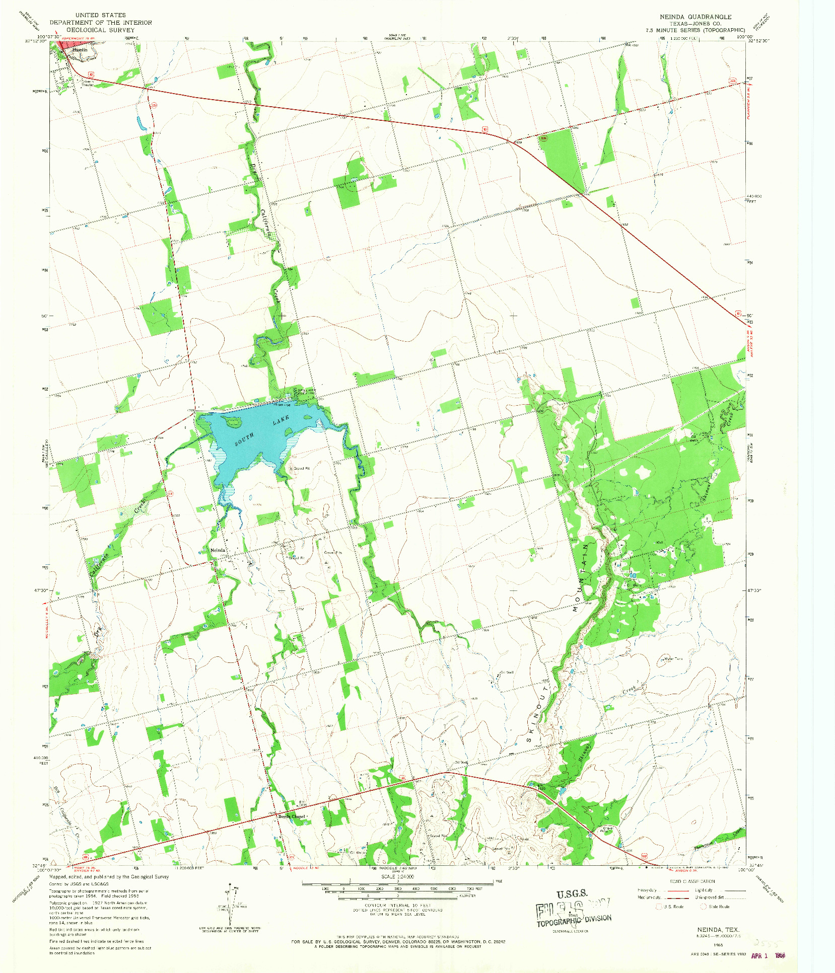 USGS 1:24000-SCALE QUADRANGLE FOR NEINDA, TX 1965