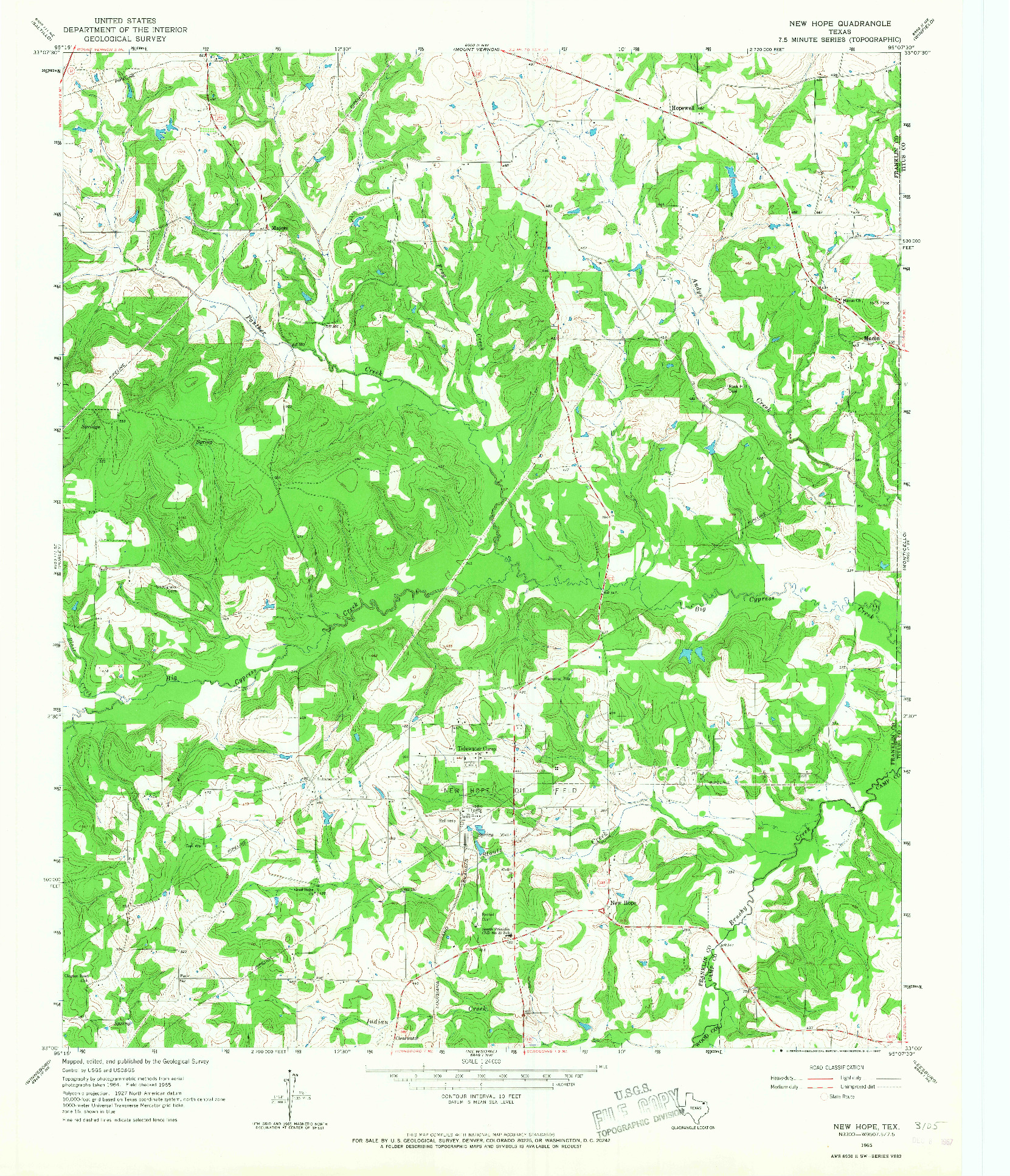 USGS 1:24000-SCALE QUADRANGLE FOR NEW HOPE, TX 1965