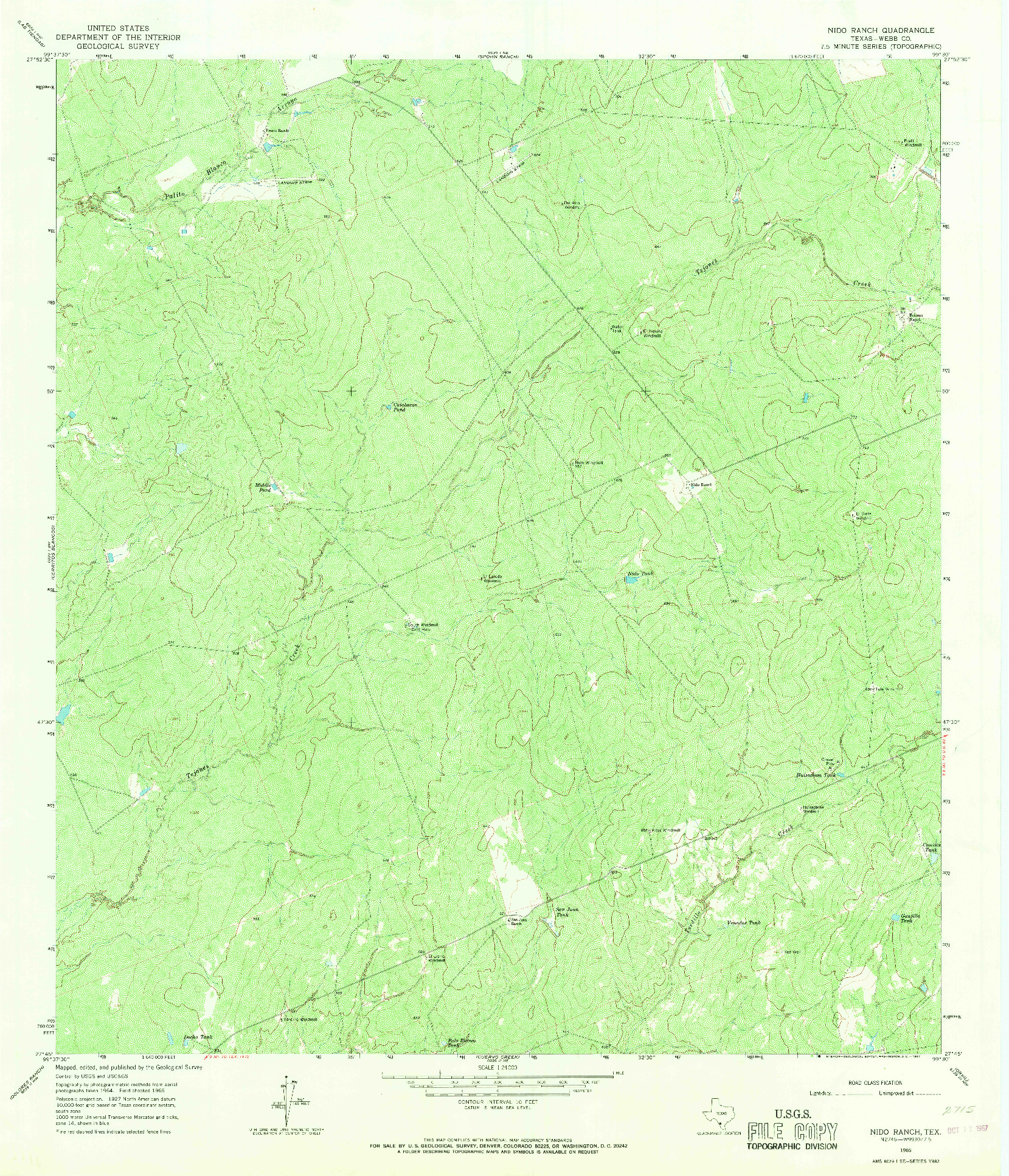 USGS 1:24000-SCALE QUADRANGLE FOR NIDO RANCH, TX 1965