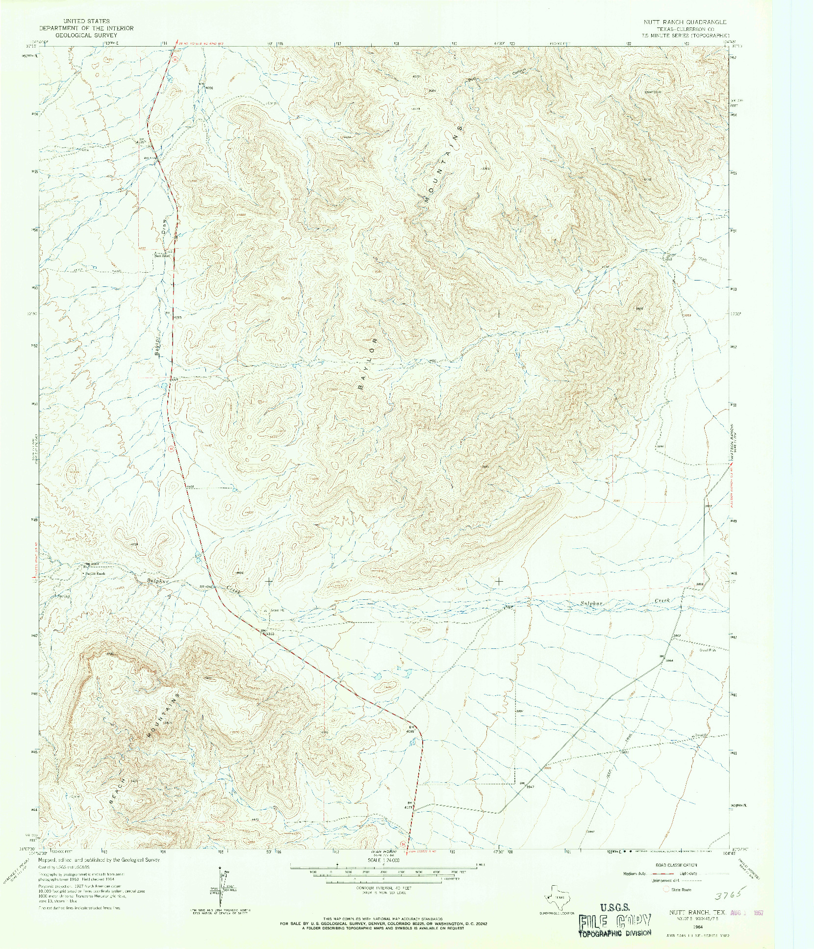 USGS 1:24000-SCALE QUADRANGLE FOR NUTT RANCH, TX 1964