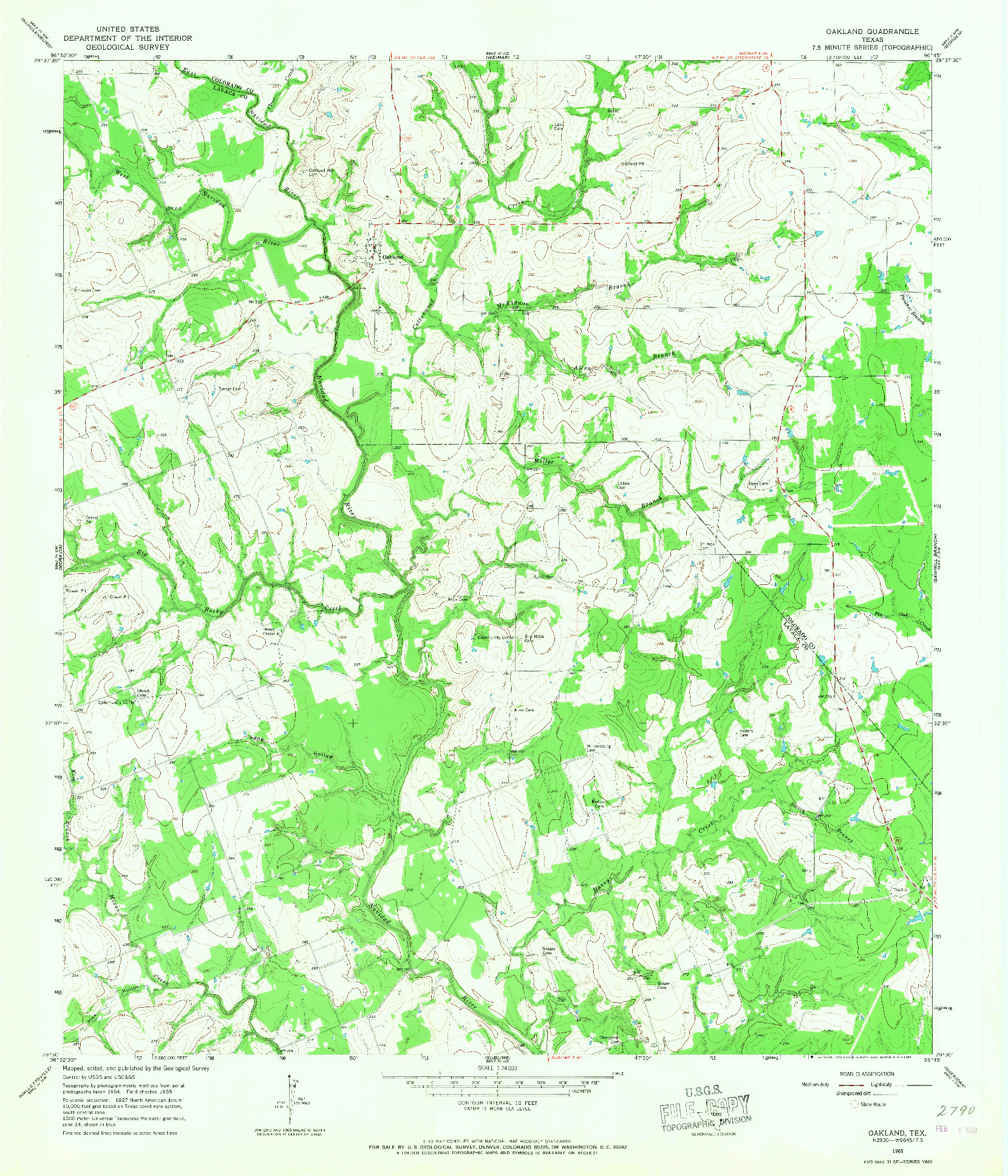 USGS 1:24000-SCALE QUADRANGLE FOR OAKLAND, TX 1965