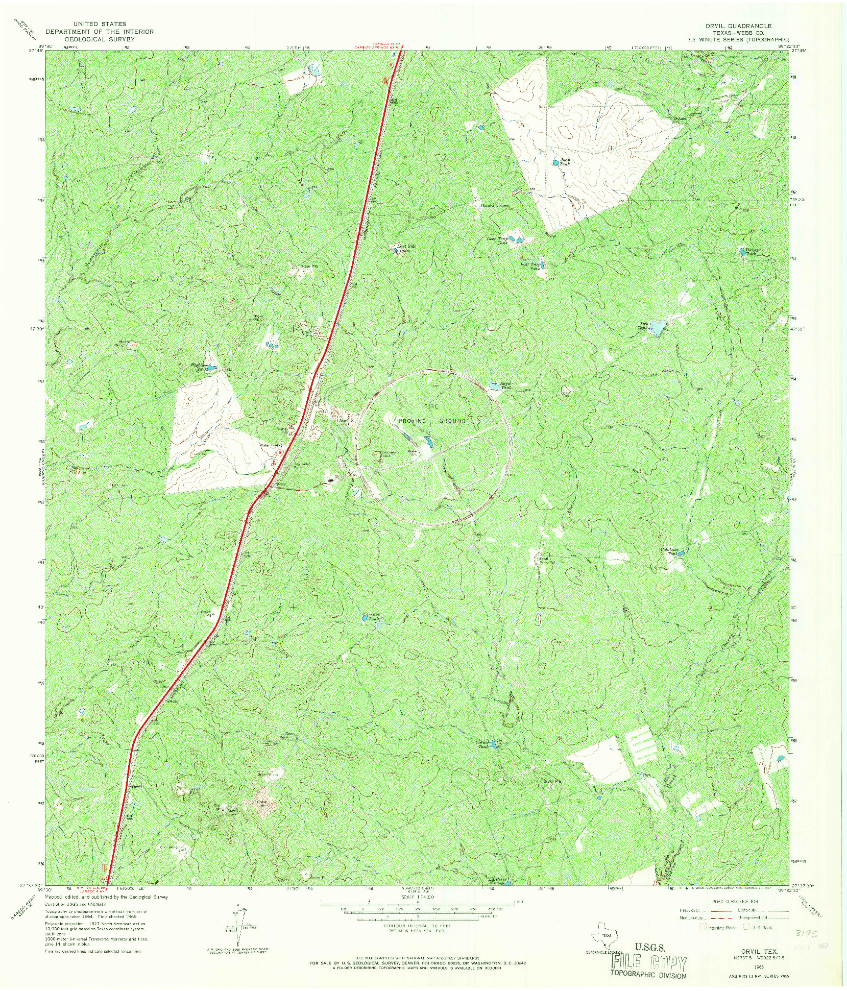 USGS 1:24000-SCALE QUADRANGLE FOR ORVIL, TX 1965