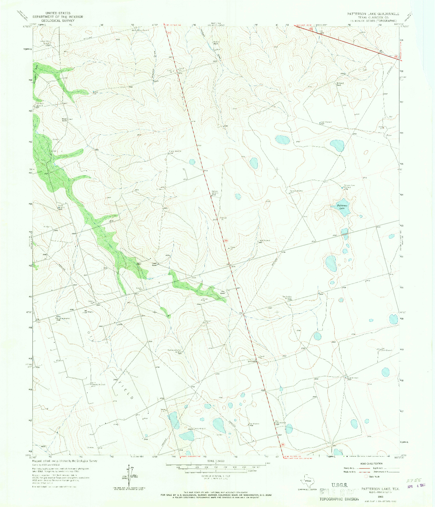 USGS 1:24000-SCALE QUADRANGLE FOR PATTERSON LAKE, TX 1965
