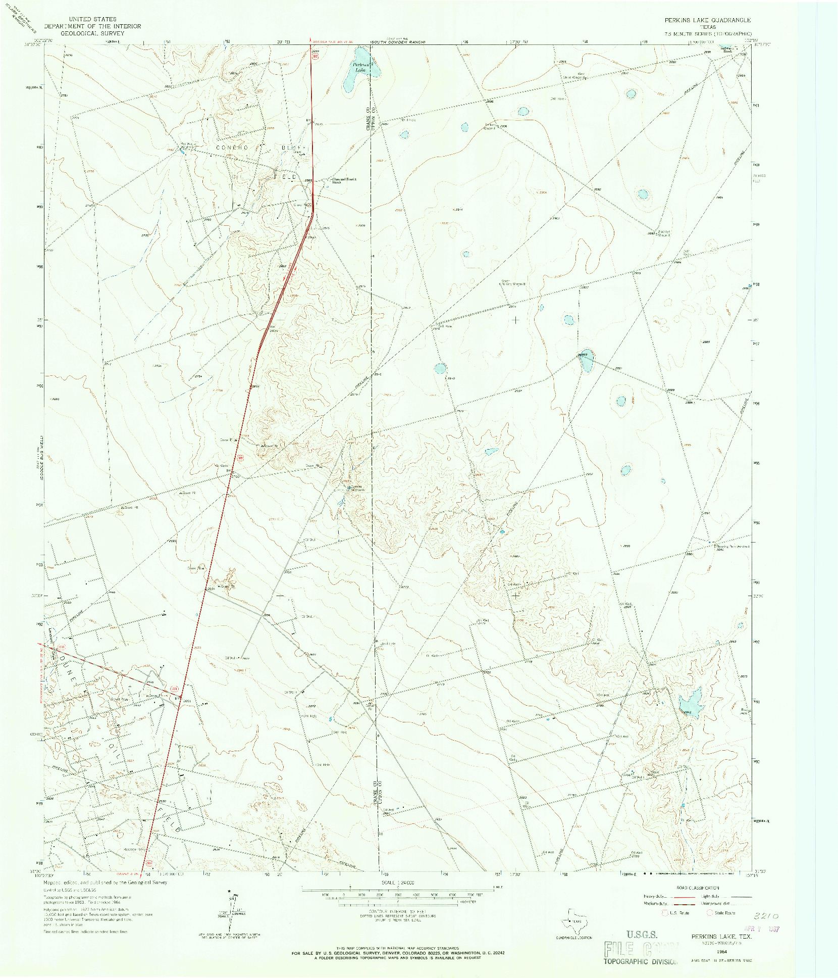 USGS 1:24000-SCALE QUADRANGLE FOR PERKINS LAKE, TX 1964