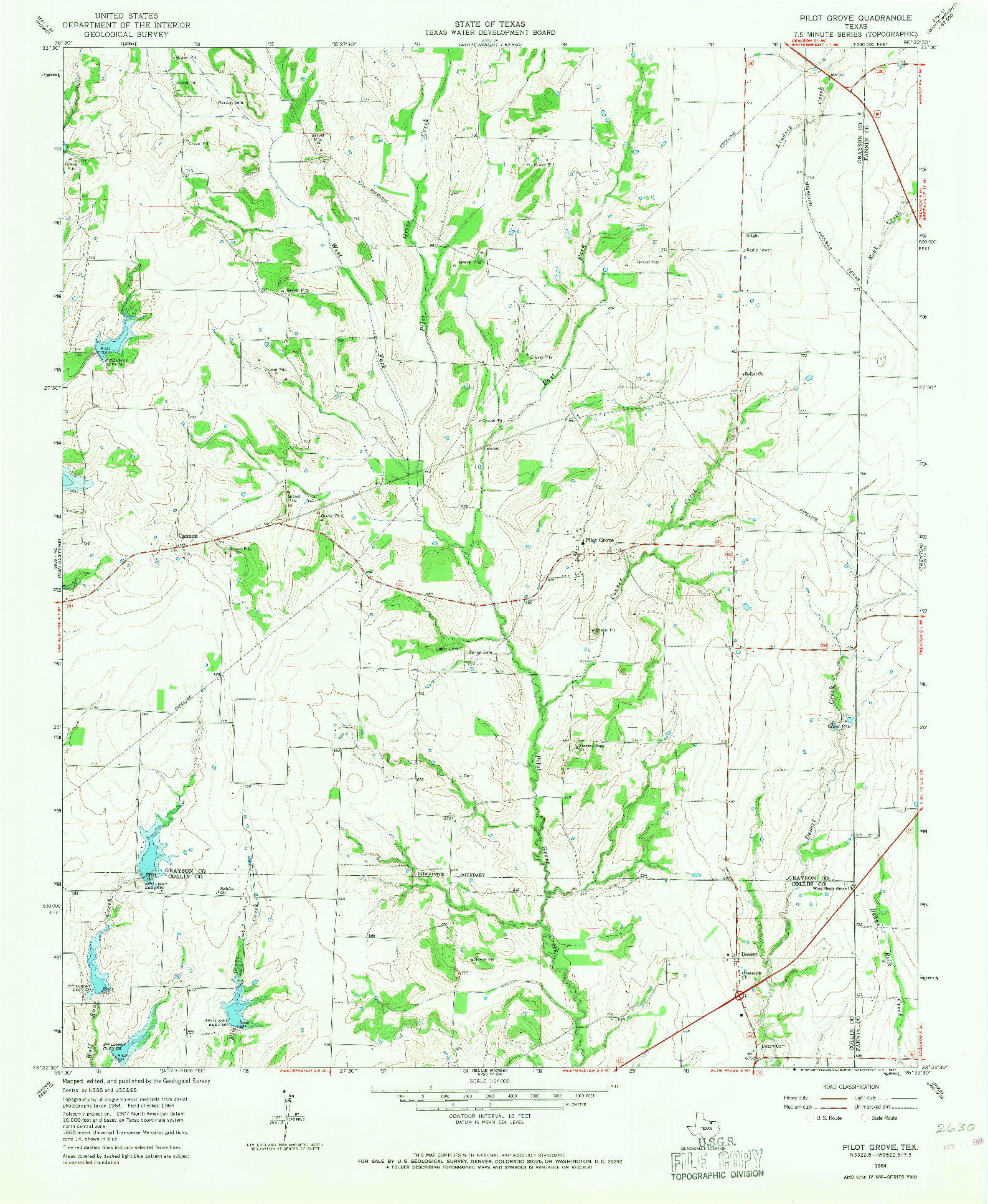 USGS 1:24000-SCALE QUADRANGLE FOR PILOT GROVE, TX 1964