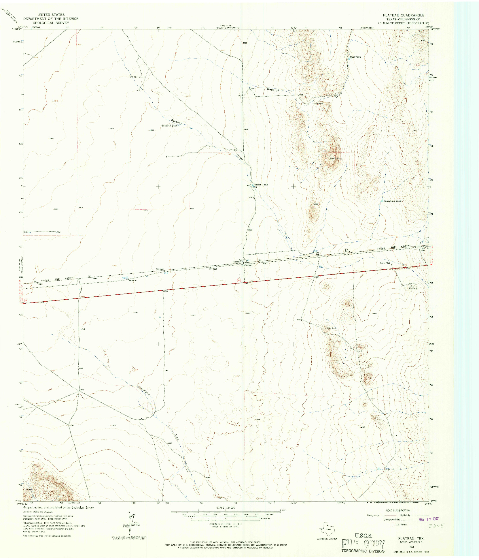 USGS 1:24000-SCALE QUADRANGLE FOR PLATEAU, TX 1964