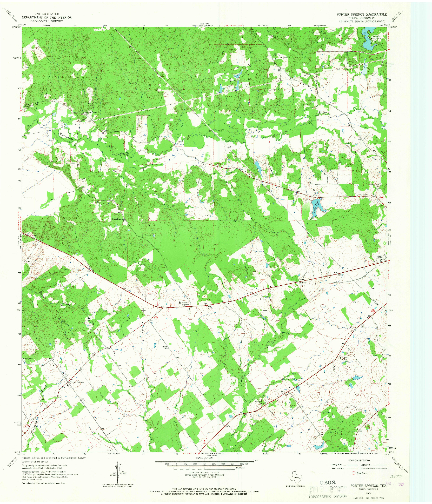 USGS 1:24000-SCALE QUADRANGLE FOR PORTER SPRINGS, TX 1964