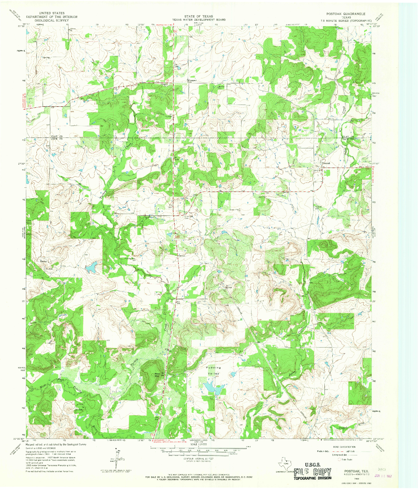 USGS 1:24000-SCALE QUADRANGLE FOR POSTOAK, TX 1964