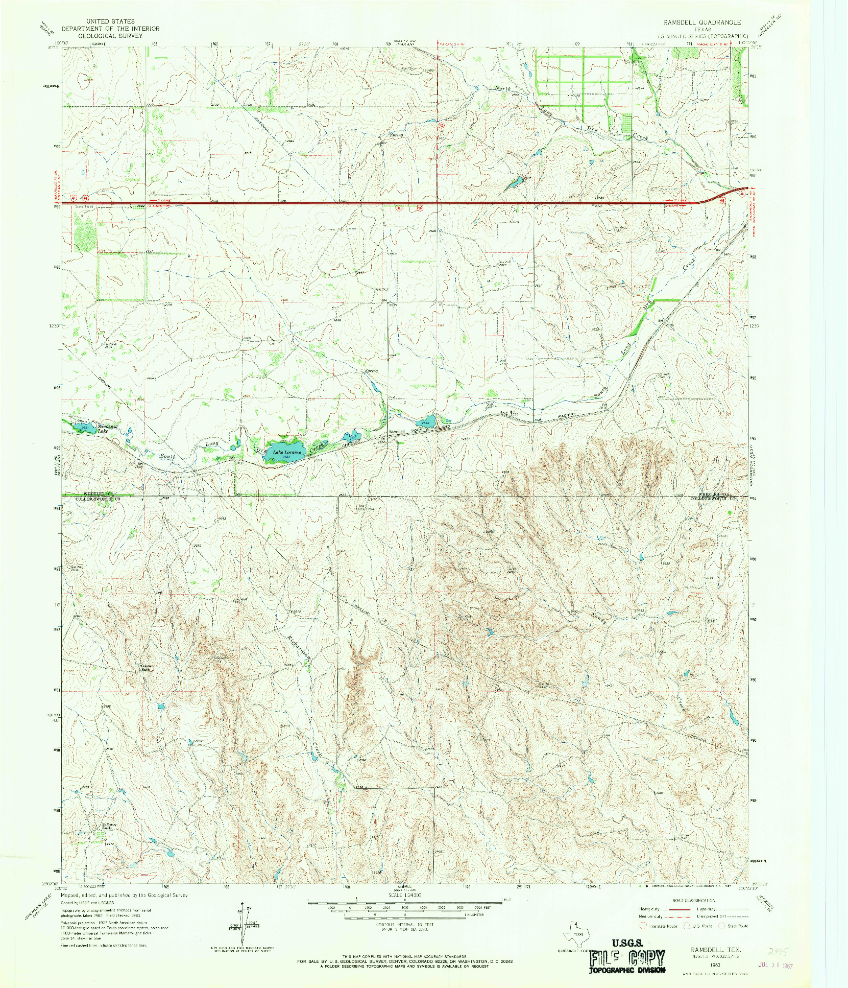 USGS 1:24000-SCALE QUADRANGLE FOR RAMSDELL, TX 1963
