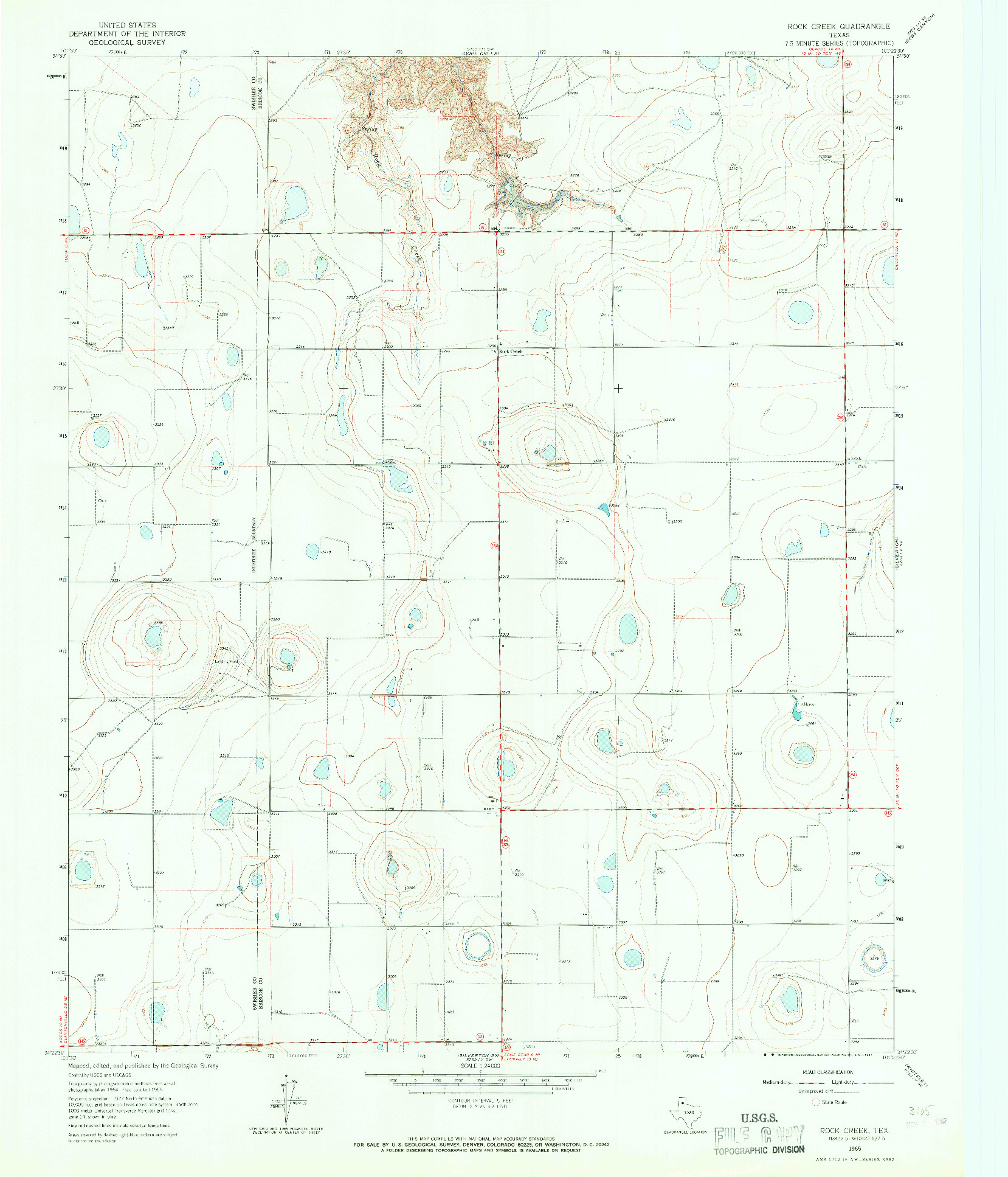 USGS 1:24000-SCALE QUADRANGLE FOR ROCK CREEK, TX 1965