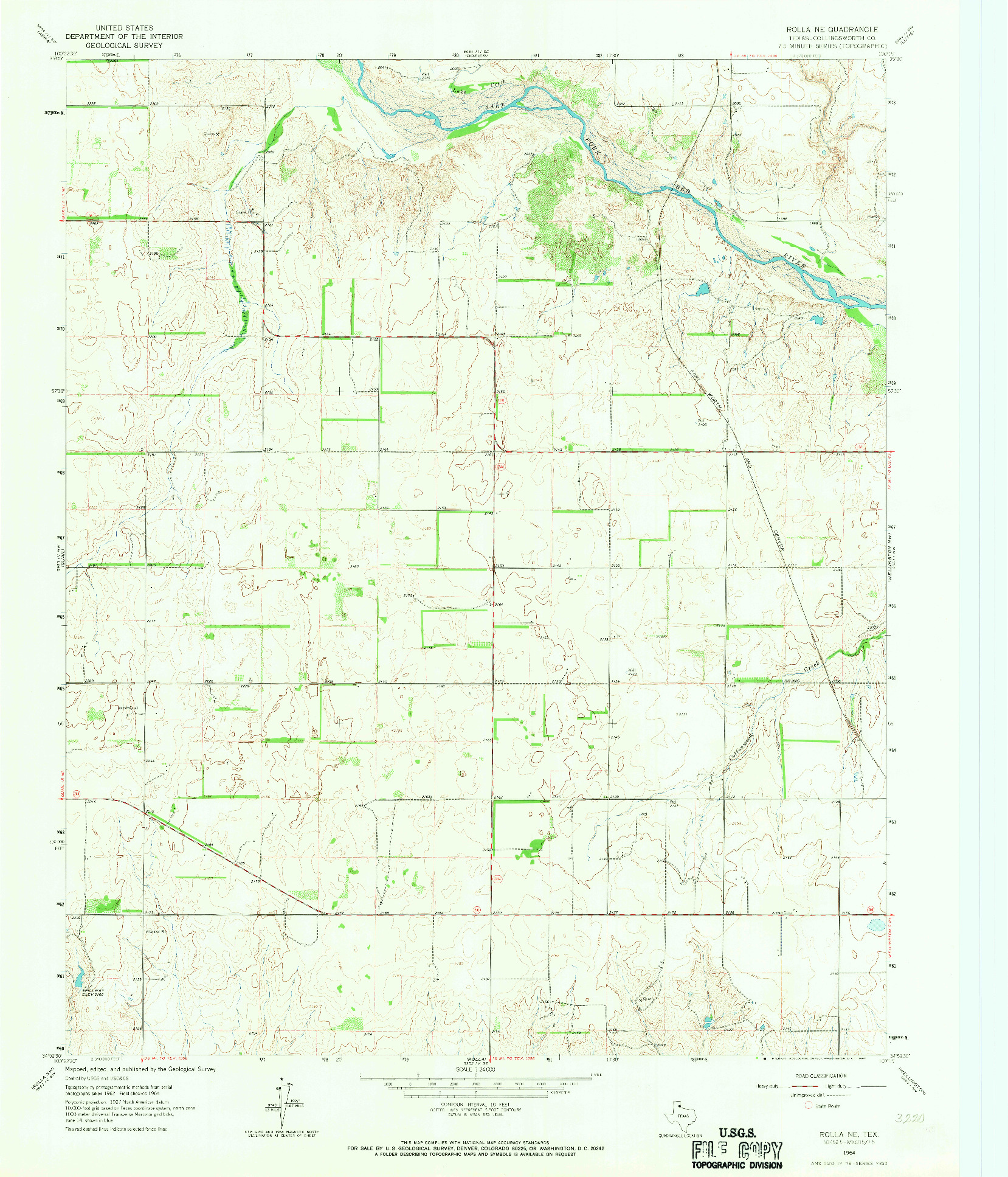 USGS 1:24000-SCALE QUADRANGLE FOR ROLLA NE, TX 1964