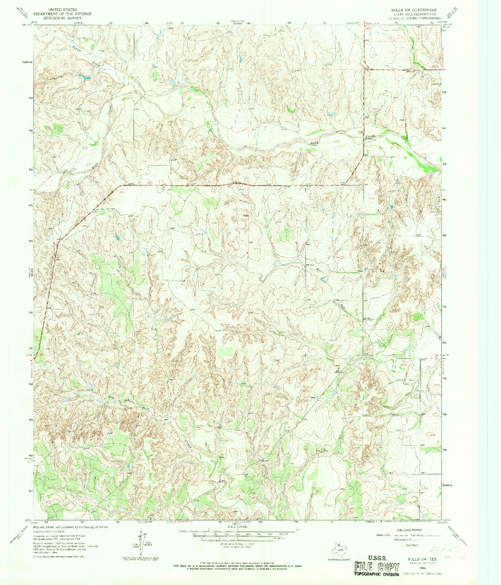 USGS 1:24000-SCALE QUADRANGLE FOR ROLLA SW, TX 1964
