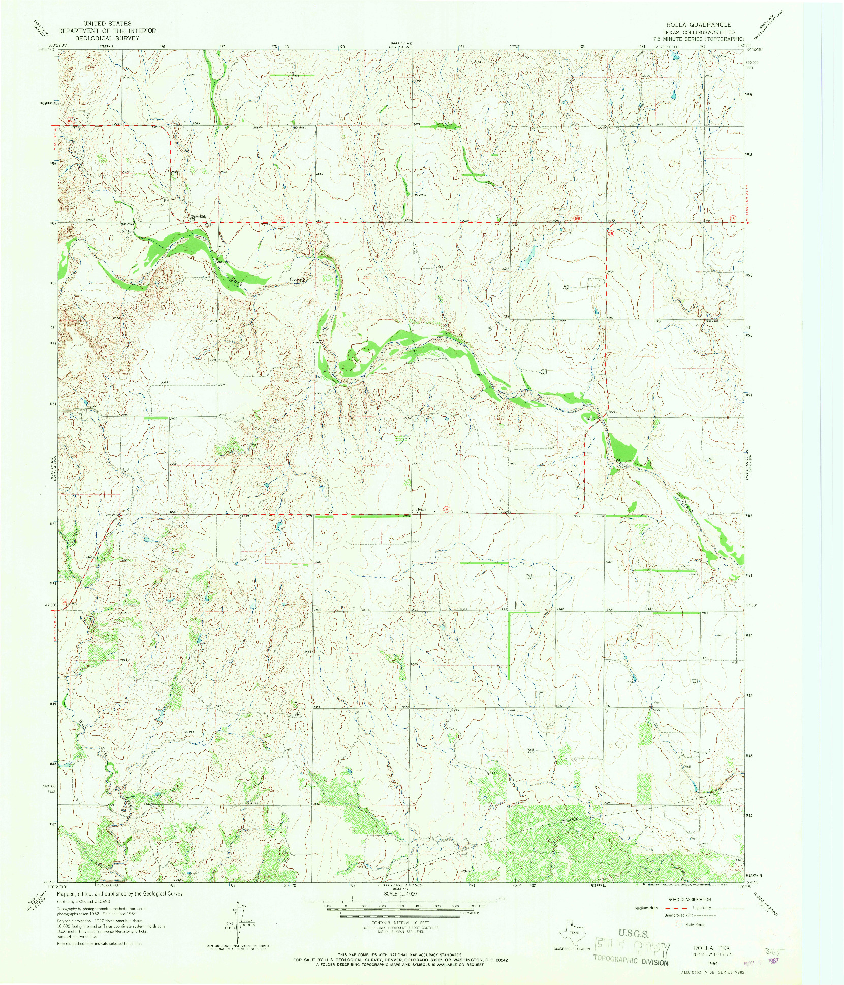 USGS 1:24000-SCALE QUADRANGLE FOR ROLLA, TX 1964