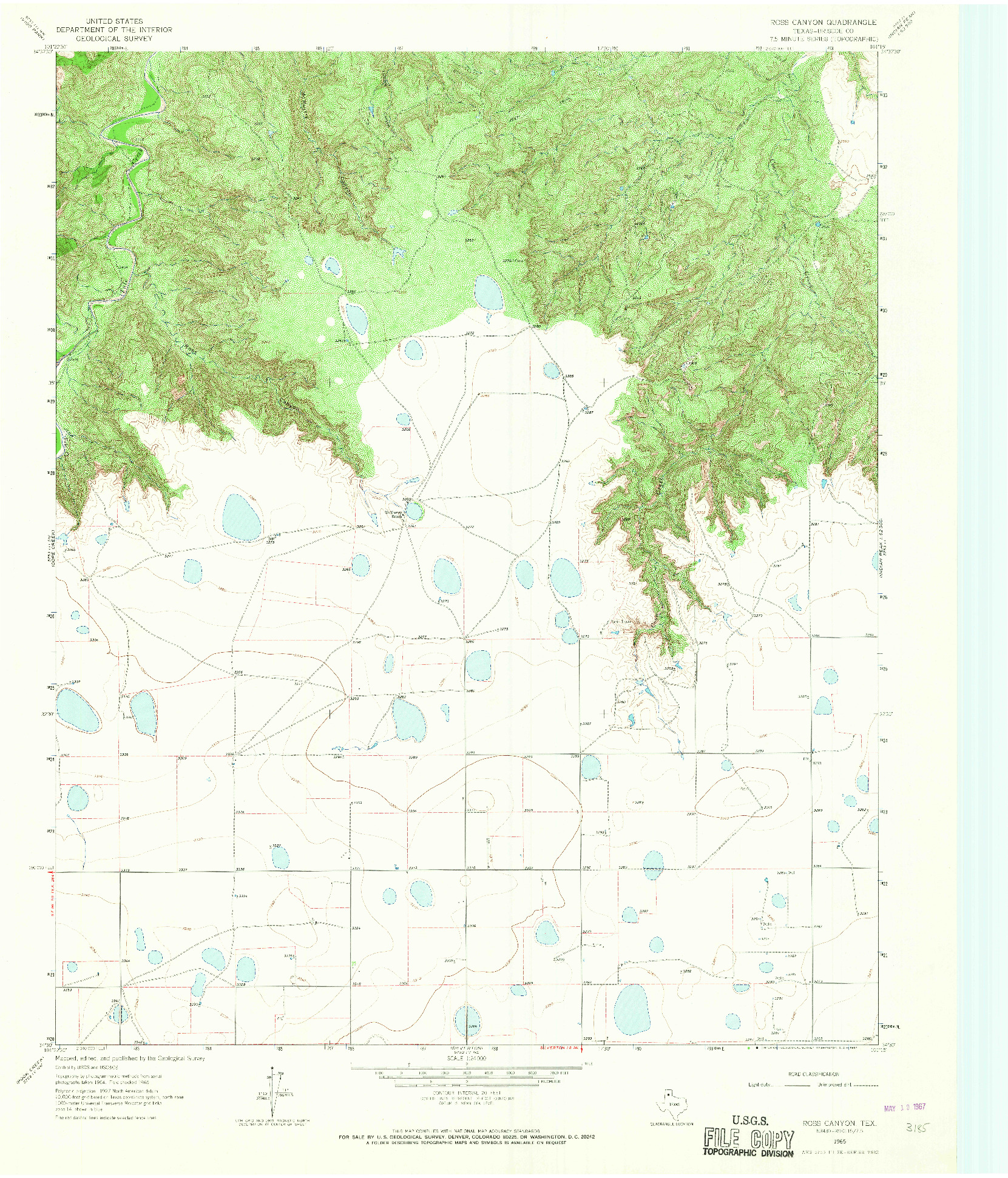 USGS 1:24000-SCALE QUADRANGLE FOR ROSS CANYON, TX 1965