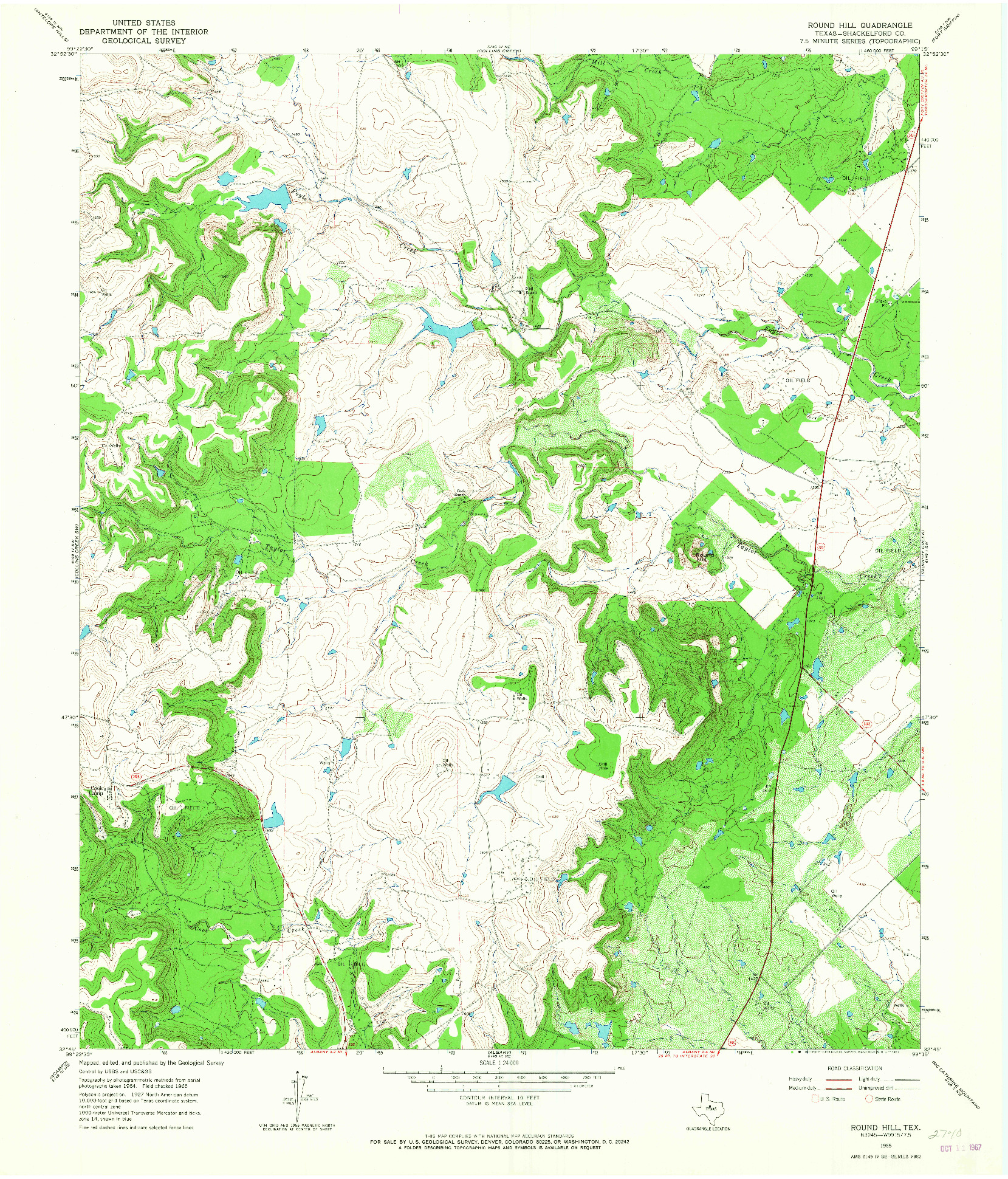 USGS 1:24000-SCALE QUADRANGLE FOR ROUND HILL, TX 1965