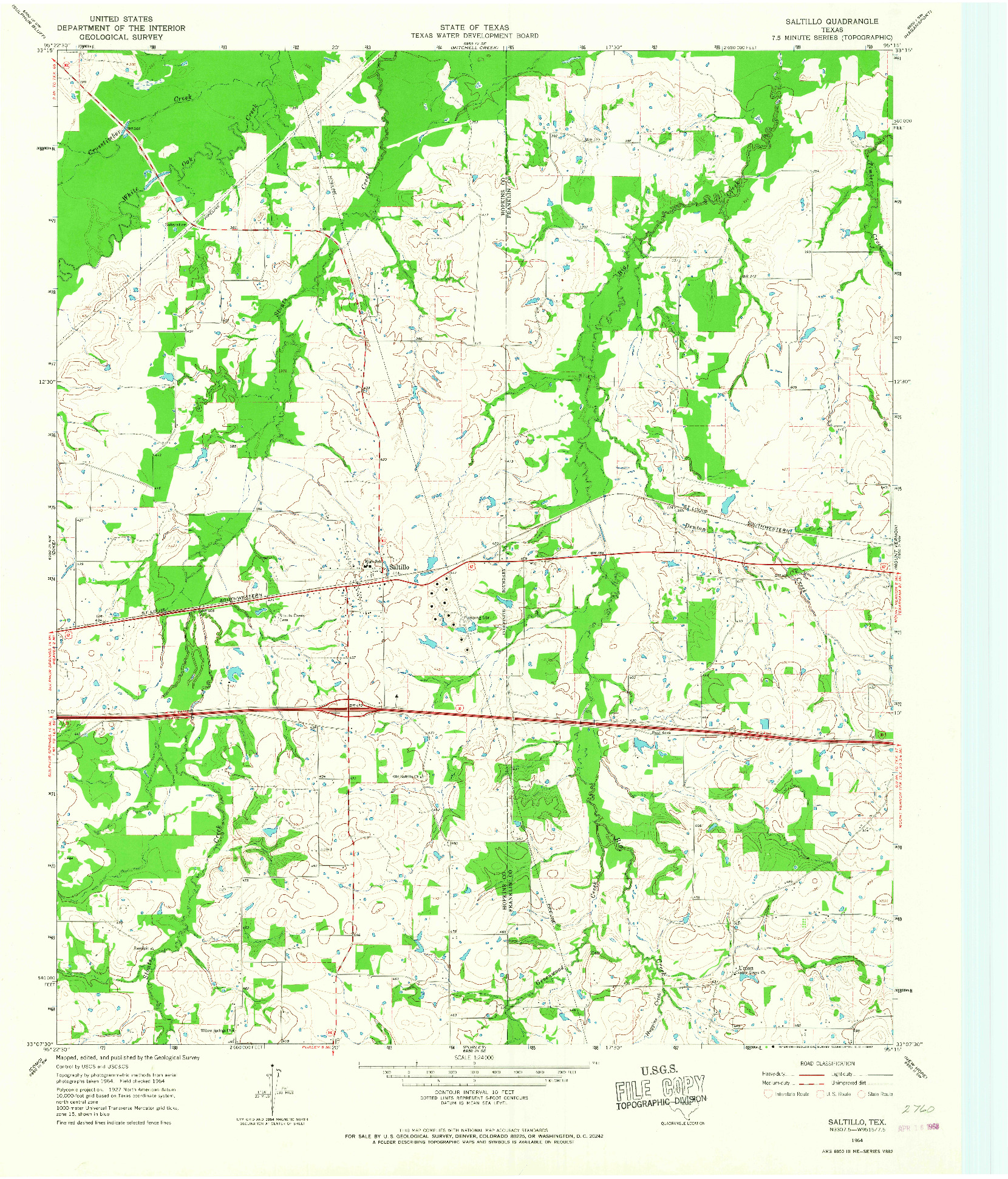 USGS 1:24000-SCALE QUADRANGLE FOR SALTILLO, TX 1964