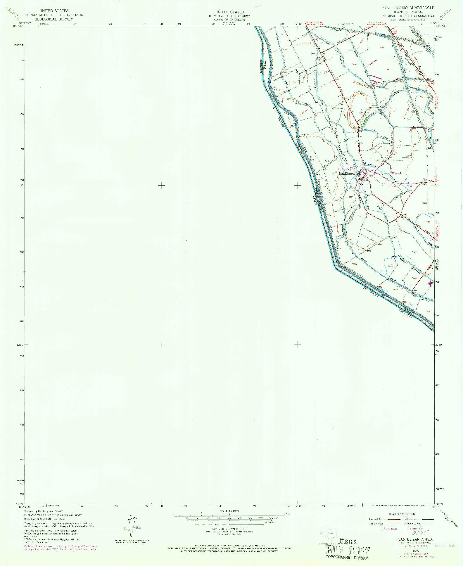 USGS 1:24000-SCALE QUADRANGLE FOR SAN ELIZARIO, TX 1955