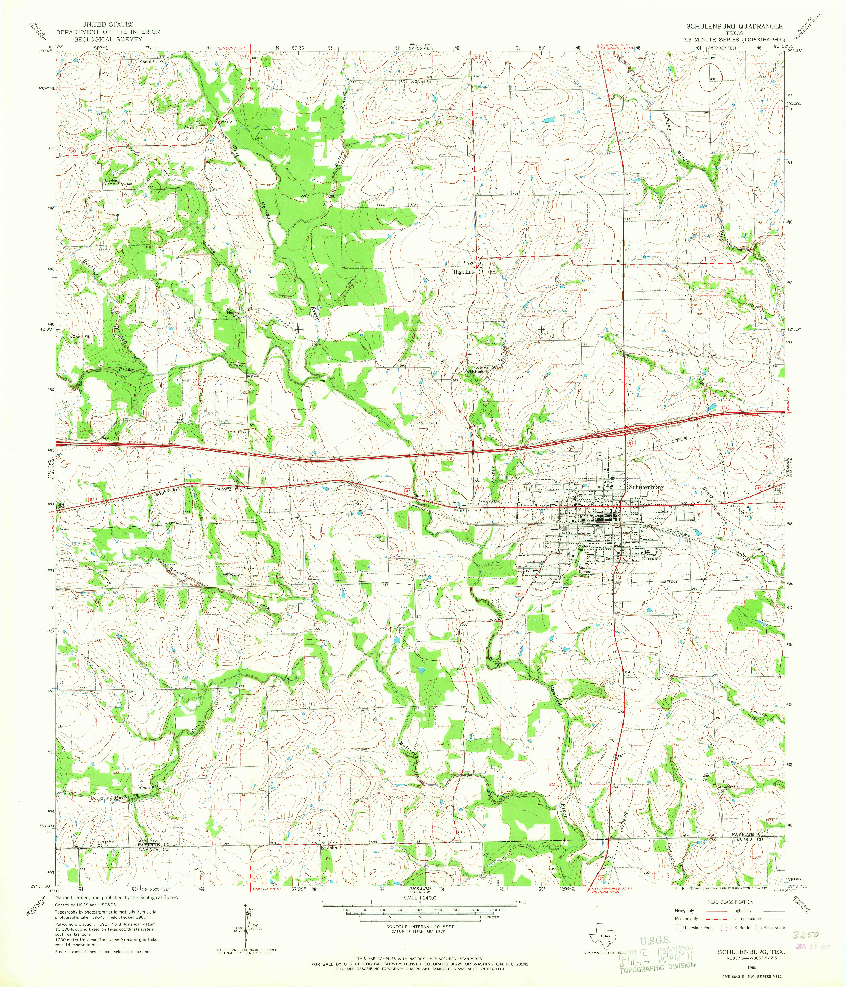 USGS 1:24000-SCALE QUADRANGLE FOR SCHULENBURG, TX 1965