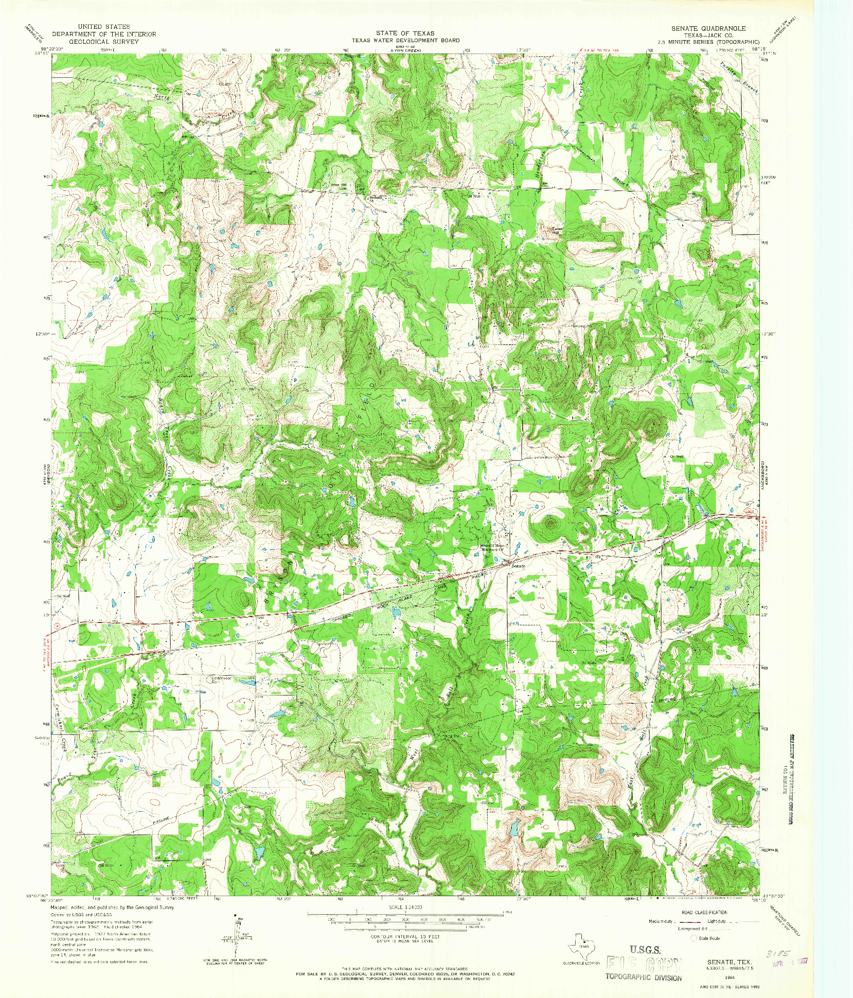 USGS 1:24000-SCALE QUADRANGLE FOR SENATE, TX 1964