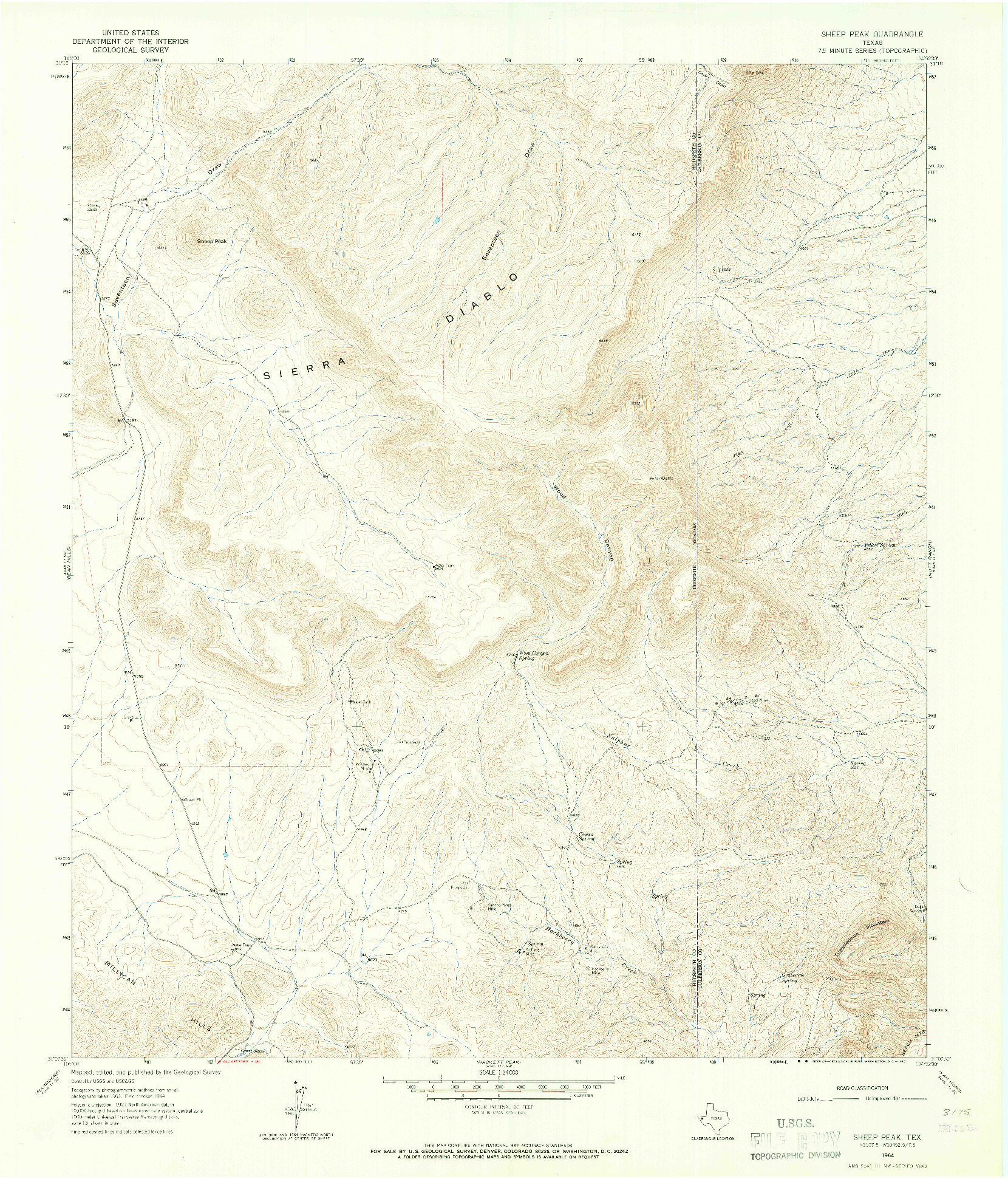 USGS 1:24000-SCALE QUADRANGLE FOR SHEEP PEAK, TX 1964