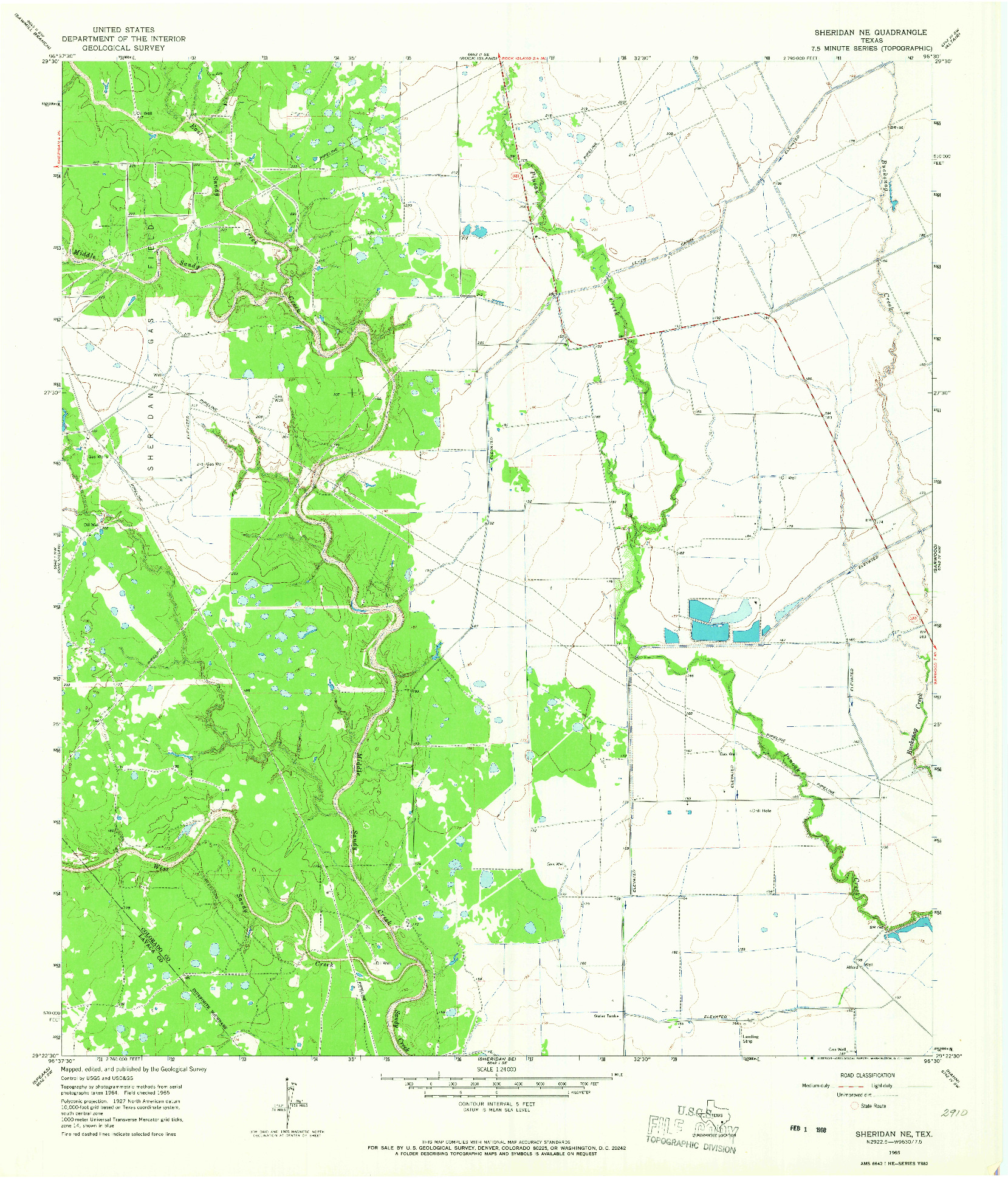 USGS 1:24000-SCALE QUADRANGLE FOR SHERIDAN NE, TX 1965