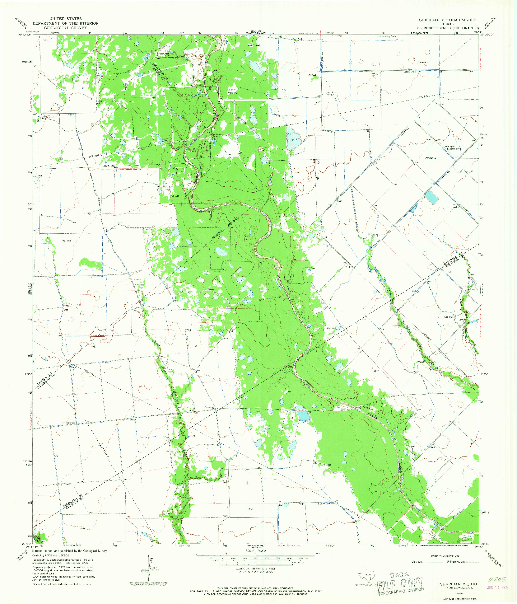 USGS 1:24000-SCALE QUADRANGLE FOR SHERIDAN SE, TX 1965