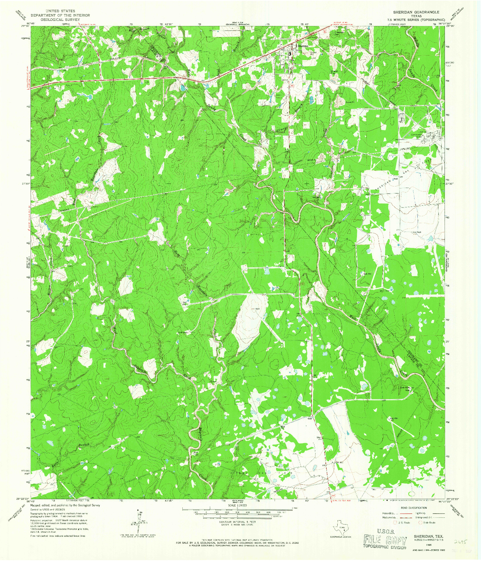 USGS 1:24000-SCALE QUADRANGLE FOR SHERIDAN, TX 1965